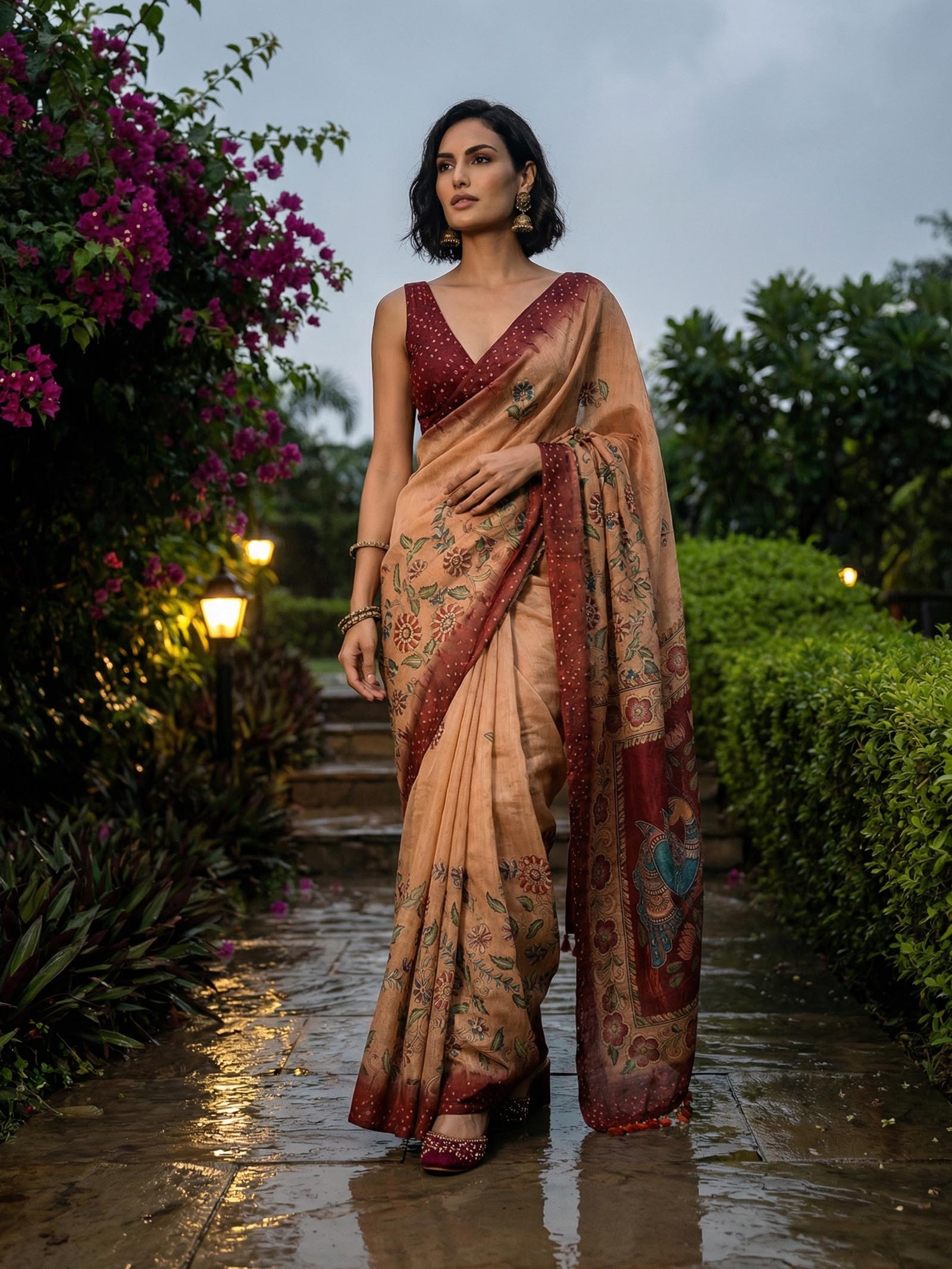 Peacock Maroon Saree
