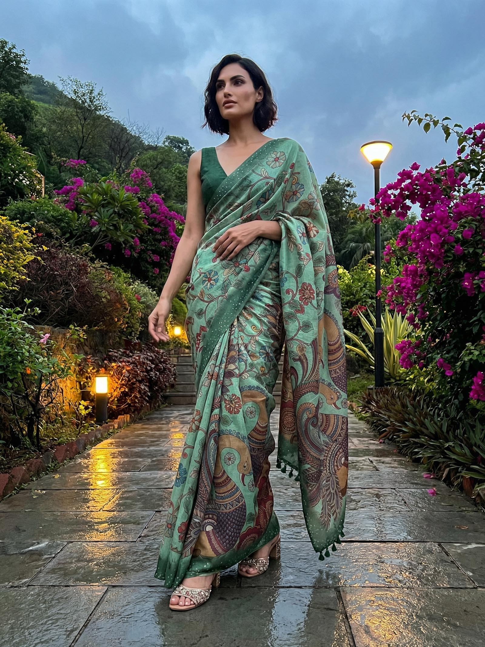 Peacock Greeny Saree