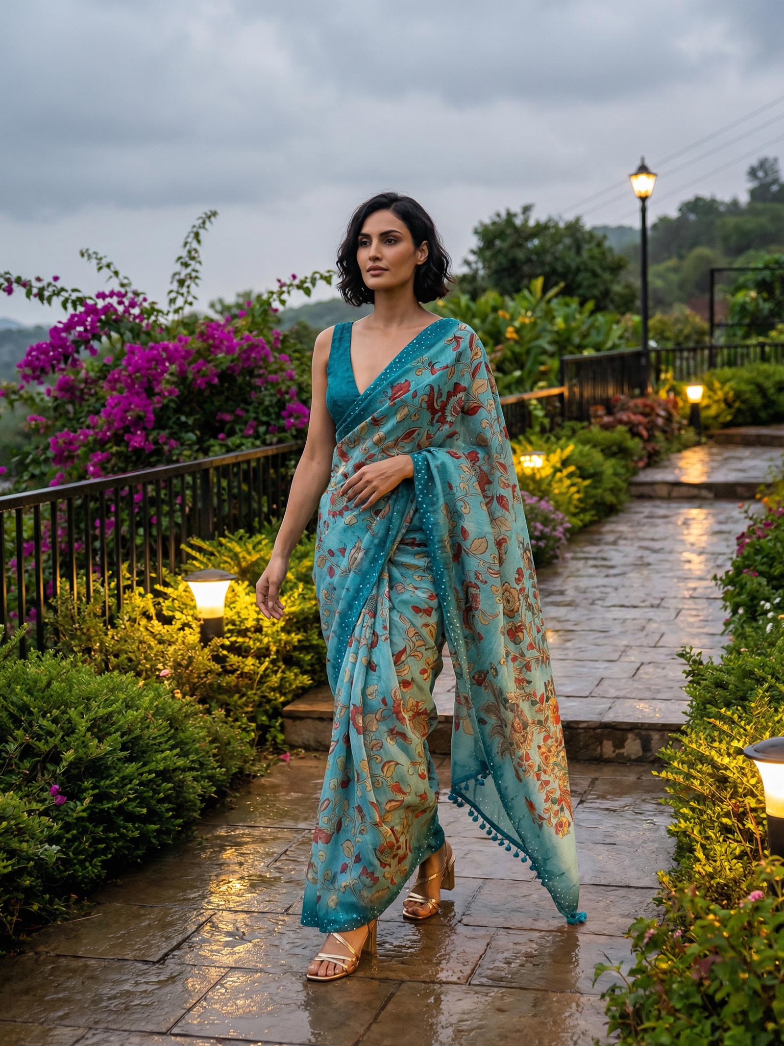 Blue Peacock Saree