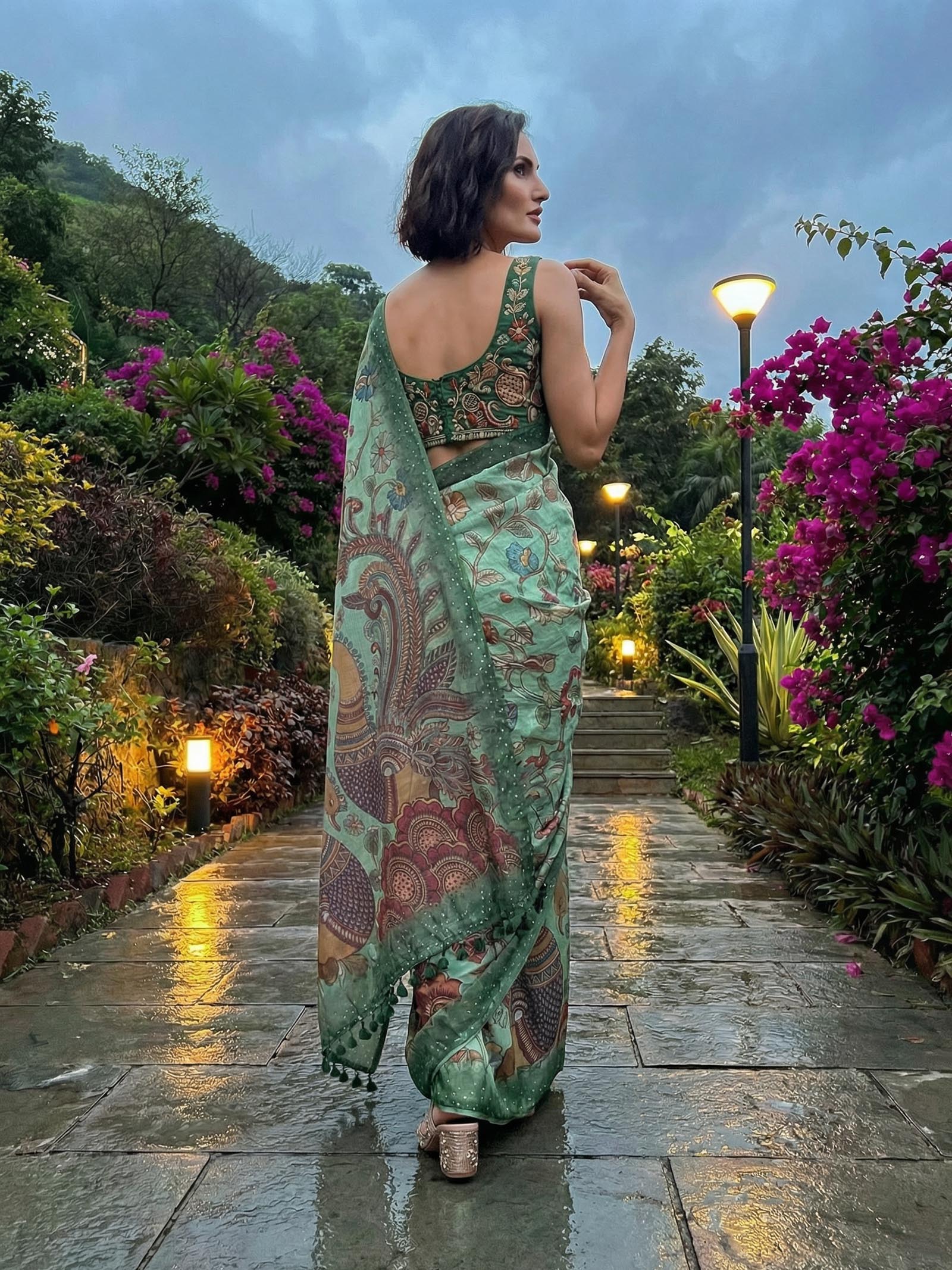 Peacock Greeny Saree