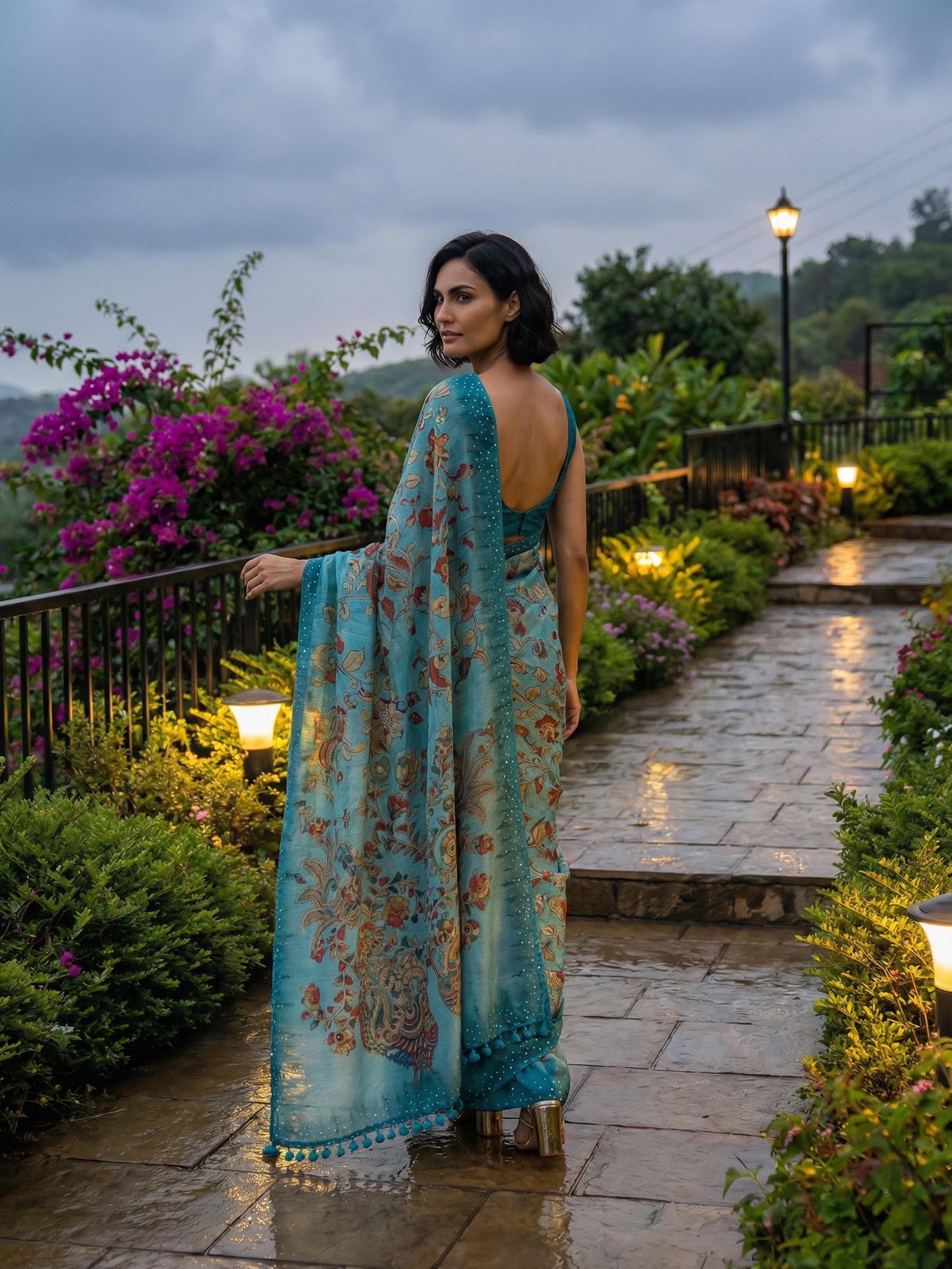 Blue Peacock Saree