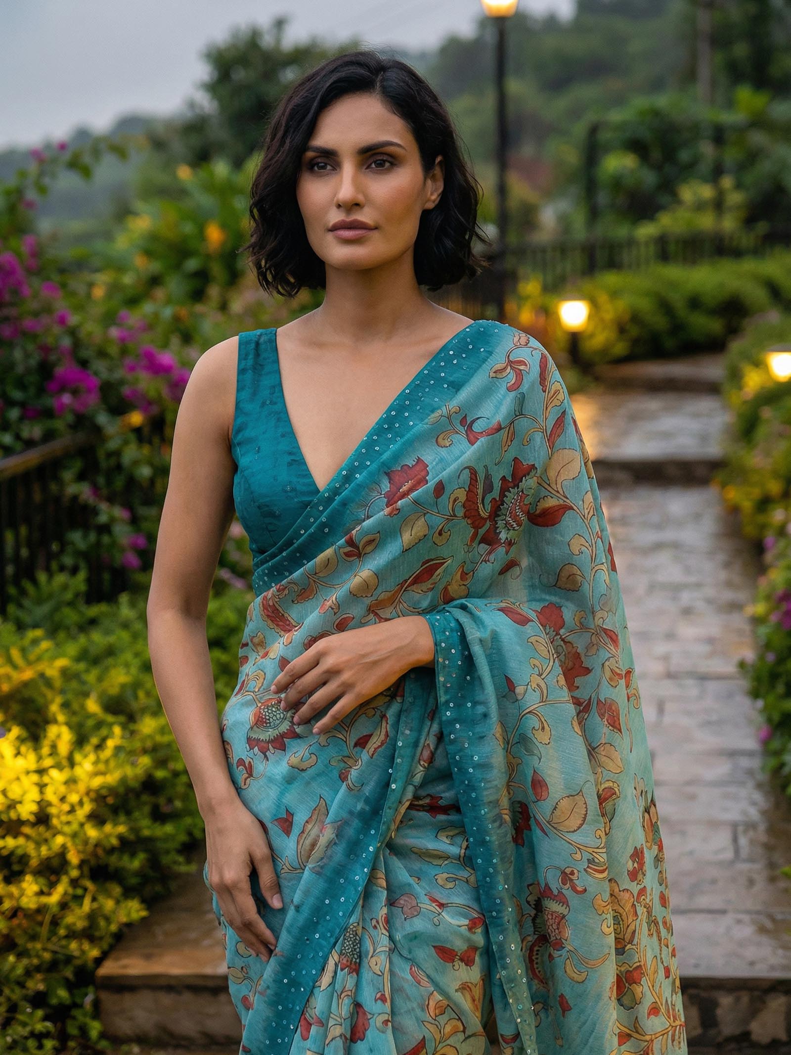 Blue Peacock Saree