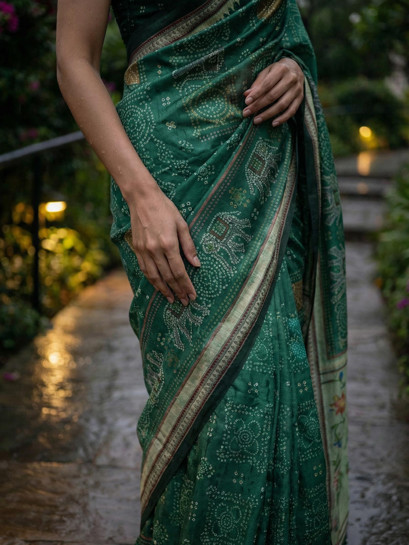Green Bandhani Saree