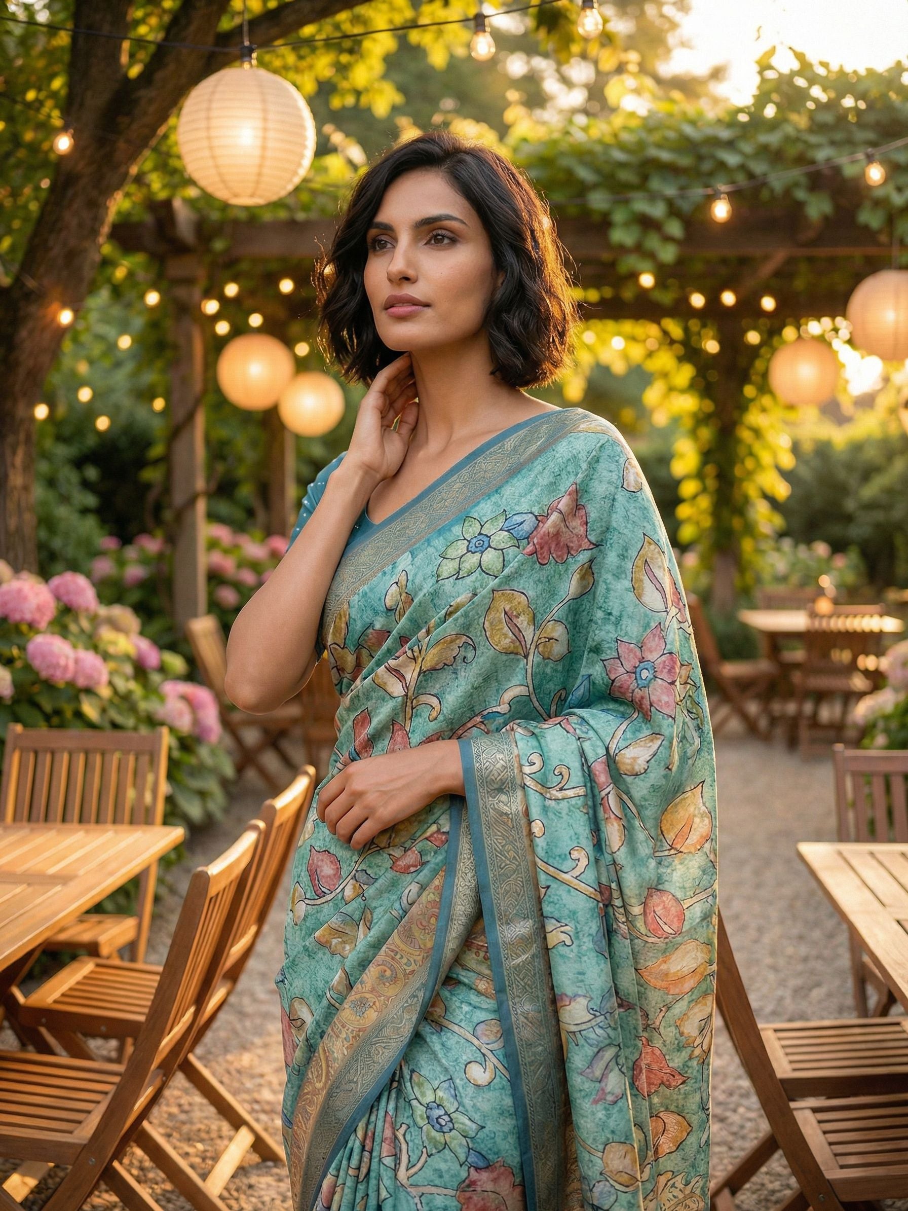 Blue Meadow Saree
