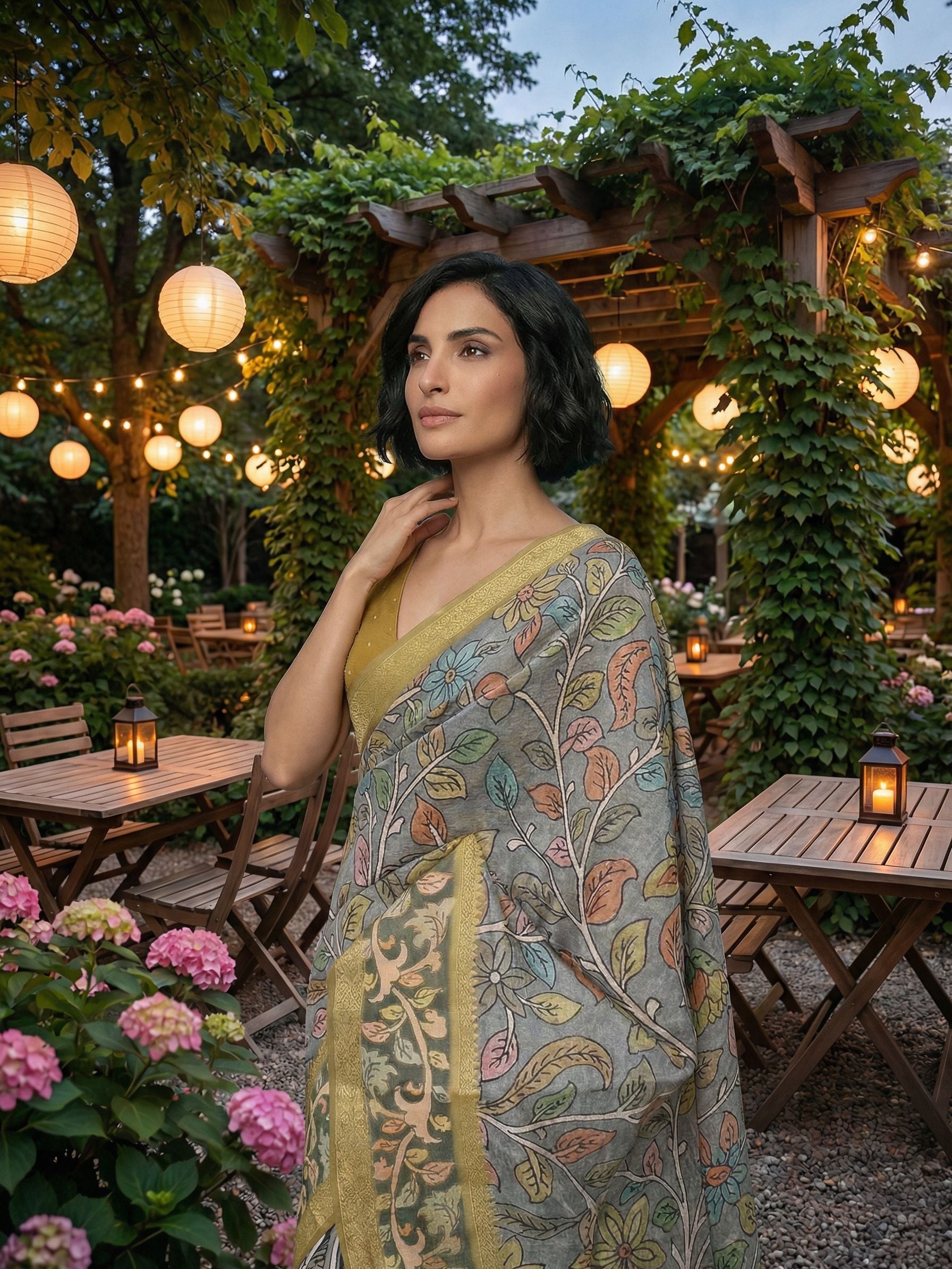 Yellow Vine Saree