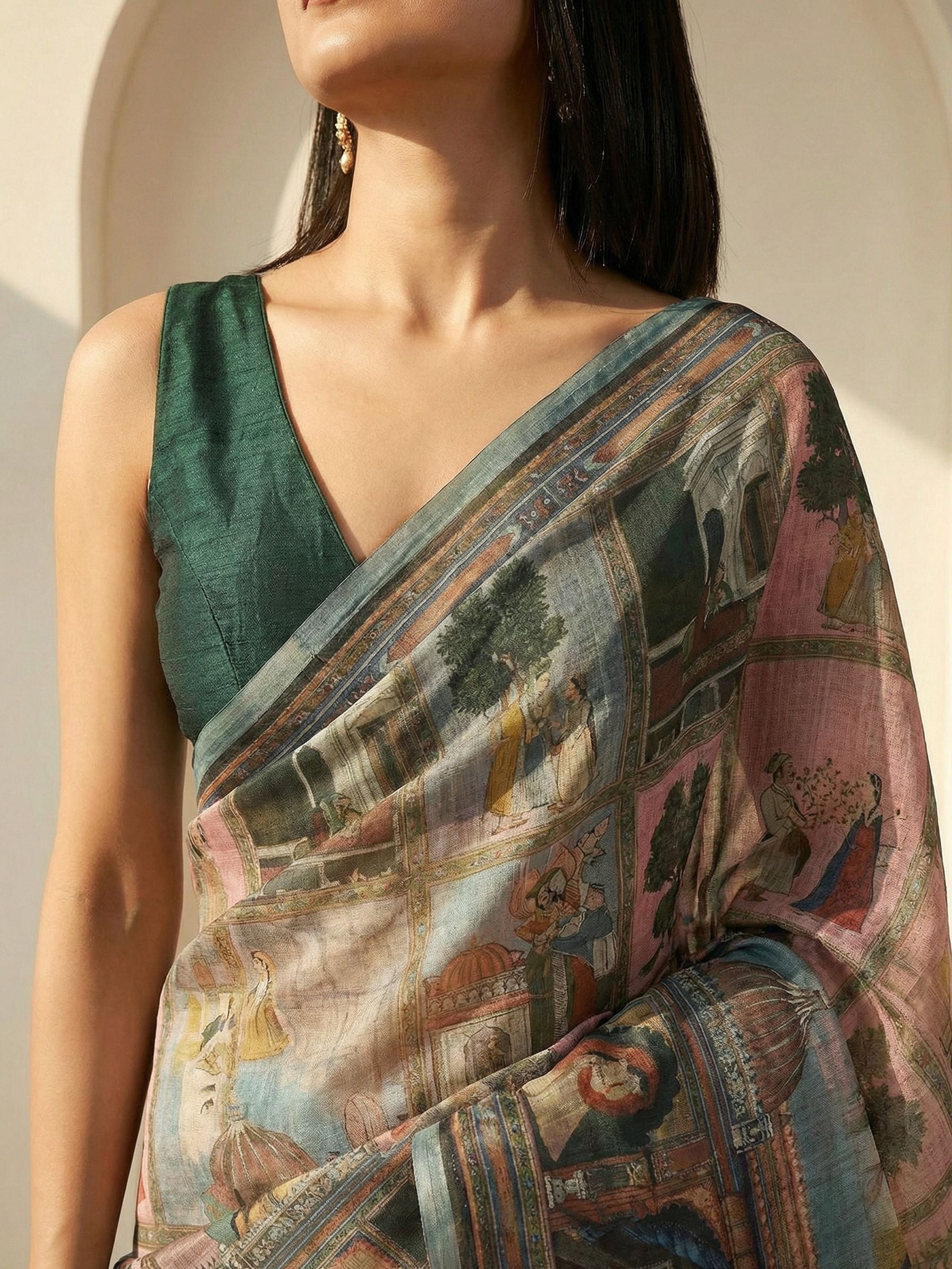 Ethnic Motifs Kota Linen Pink saree