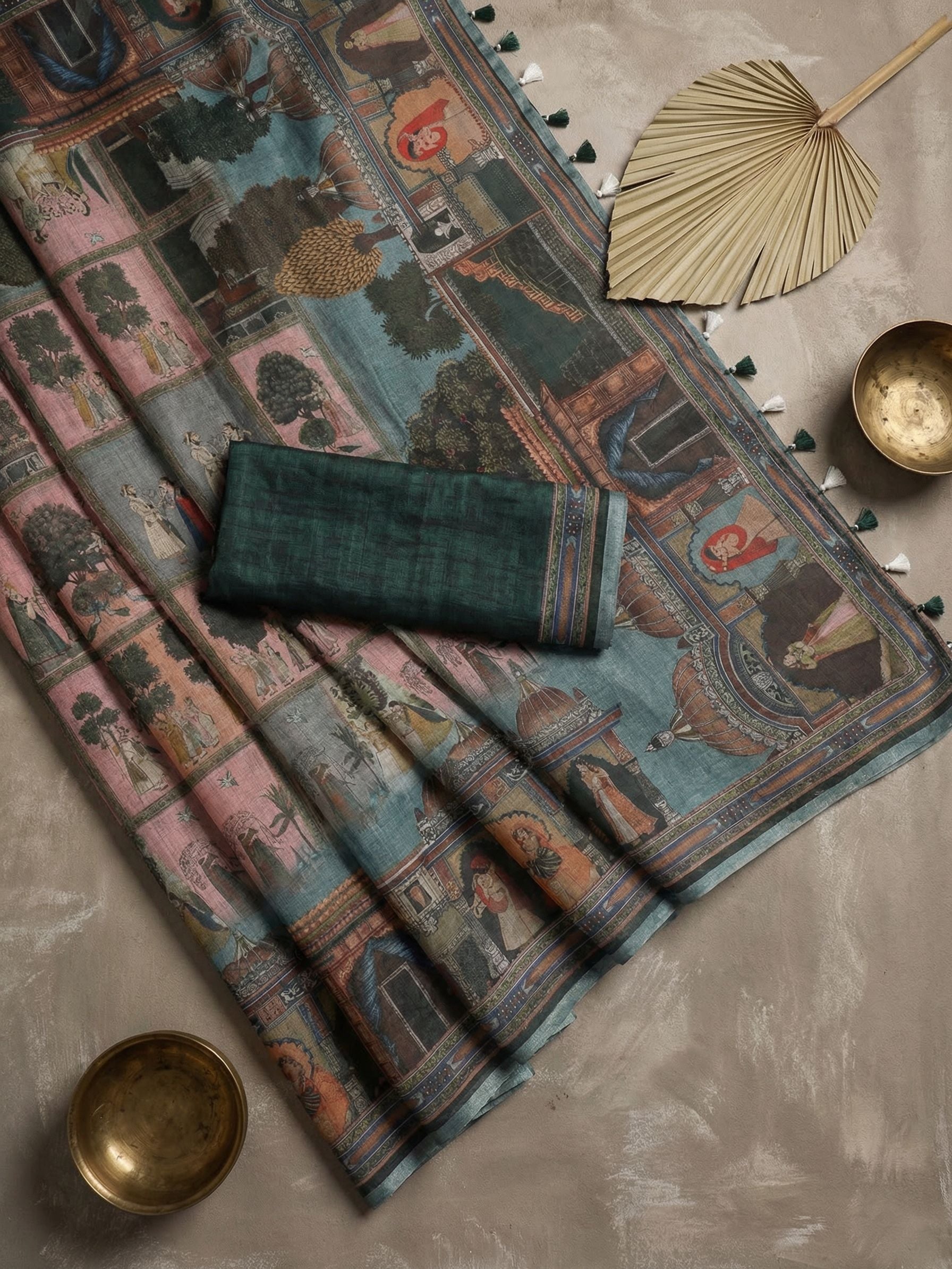 Ethnic Motifs Kota Linen Pink saree