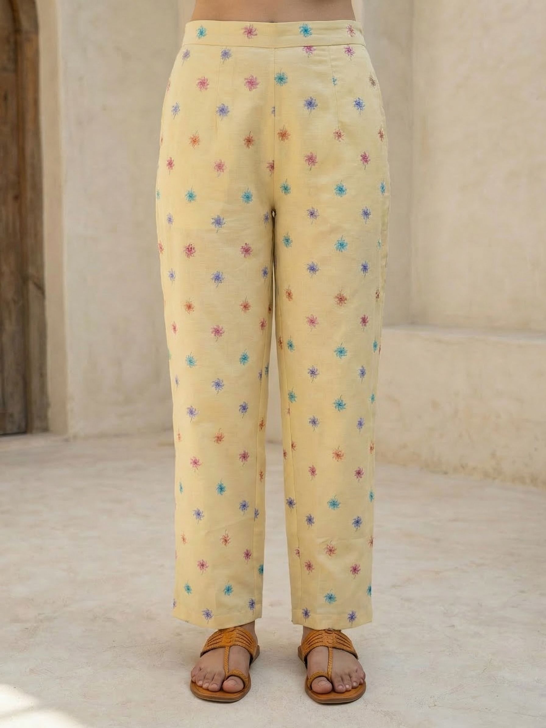 Women red printed cotton kurta co-ord set with trousers