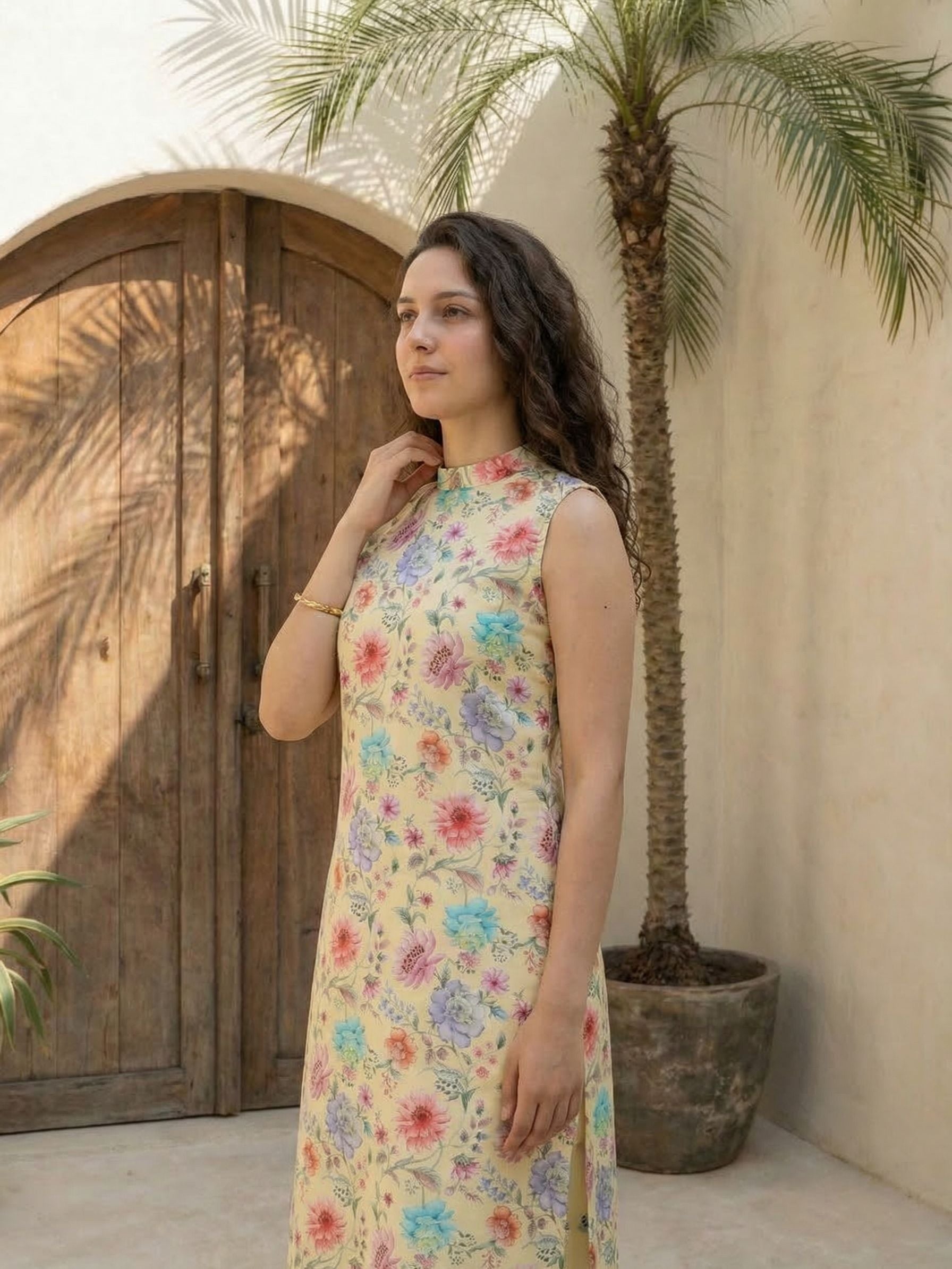 Women red printed cotton kurta co-ord set with trousers