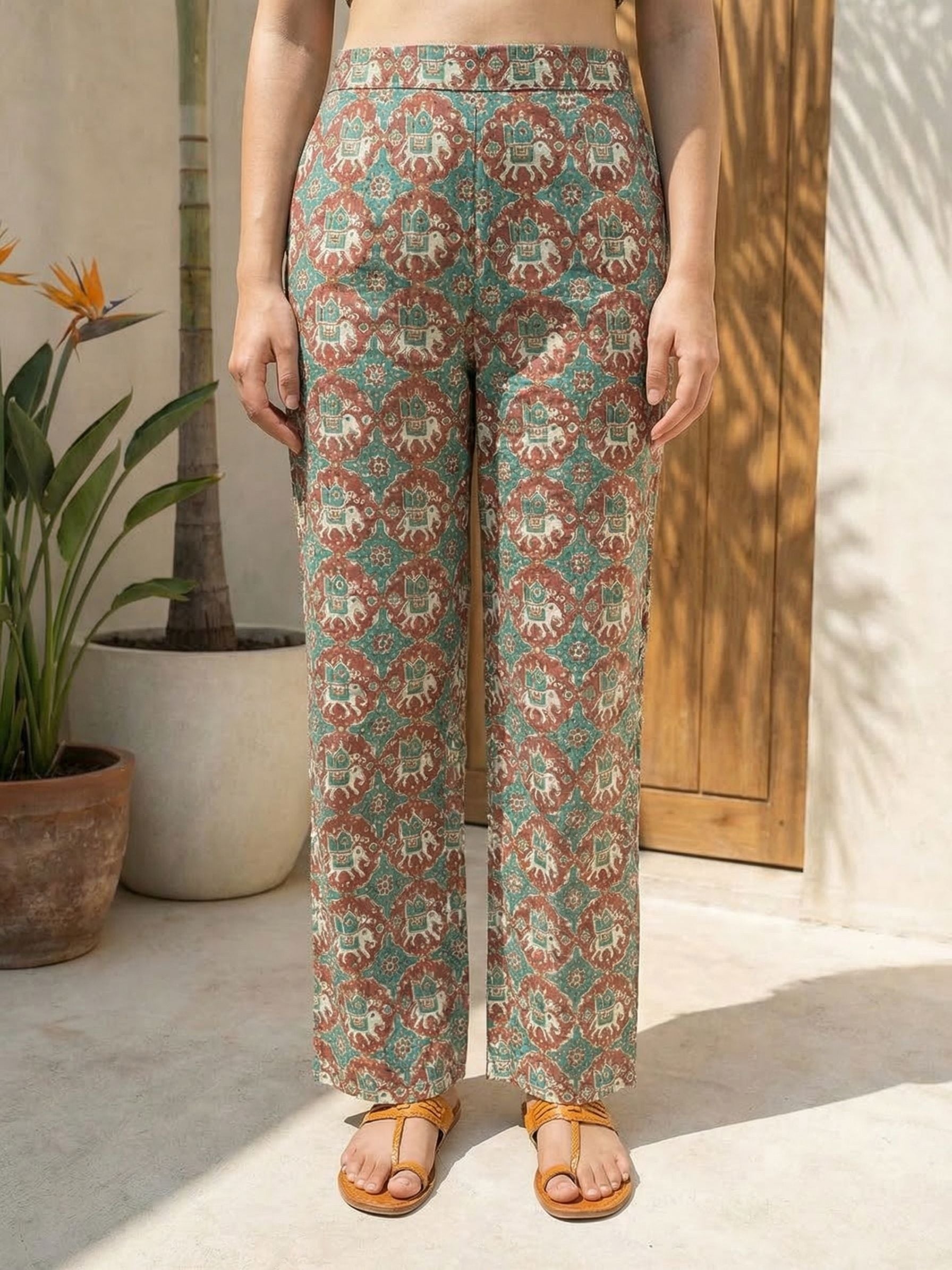 Women pink floral printed soft silk kurta co-ord set with trousers