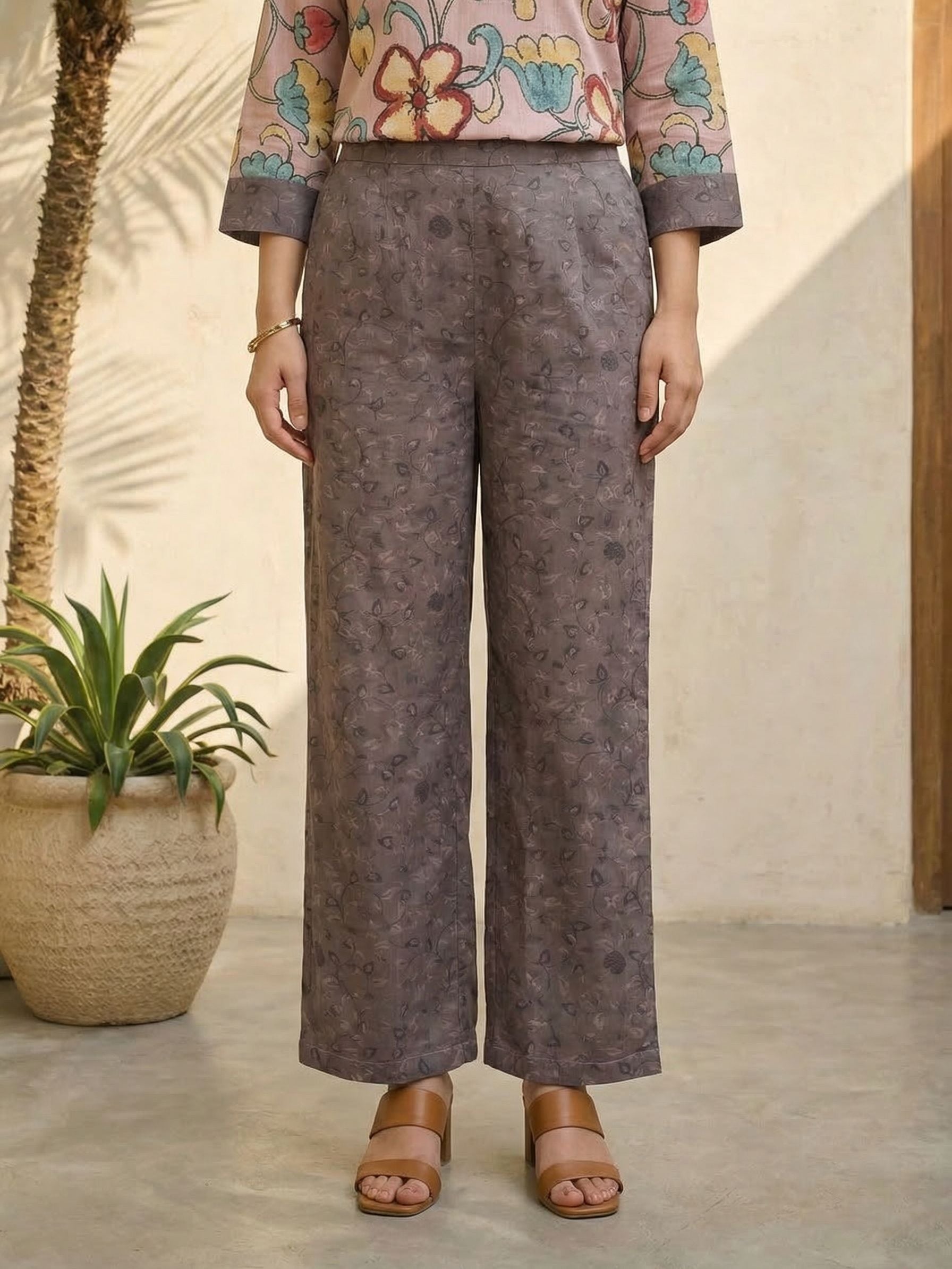 Women red printed cotton kurta co-ord set with trousers