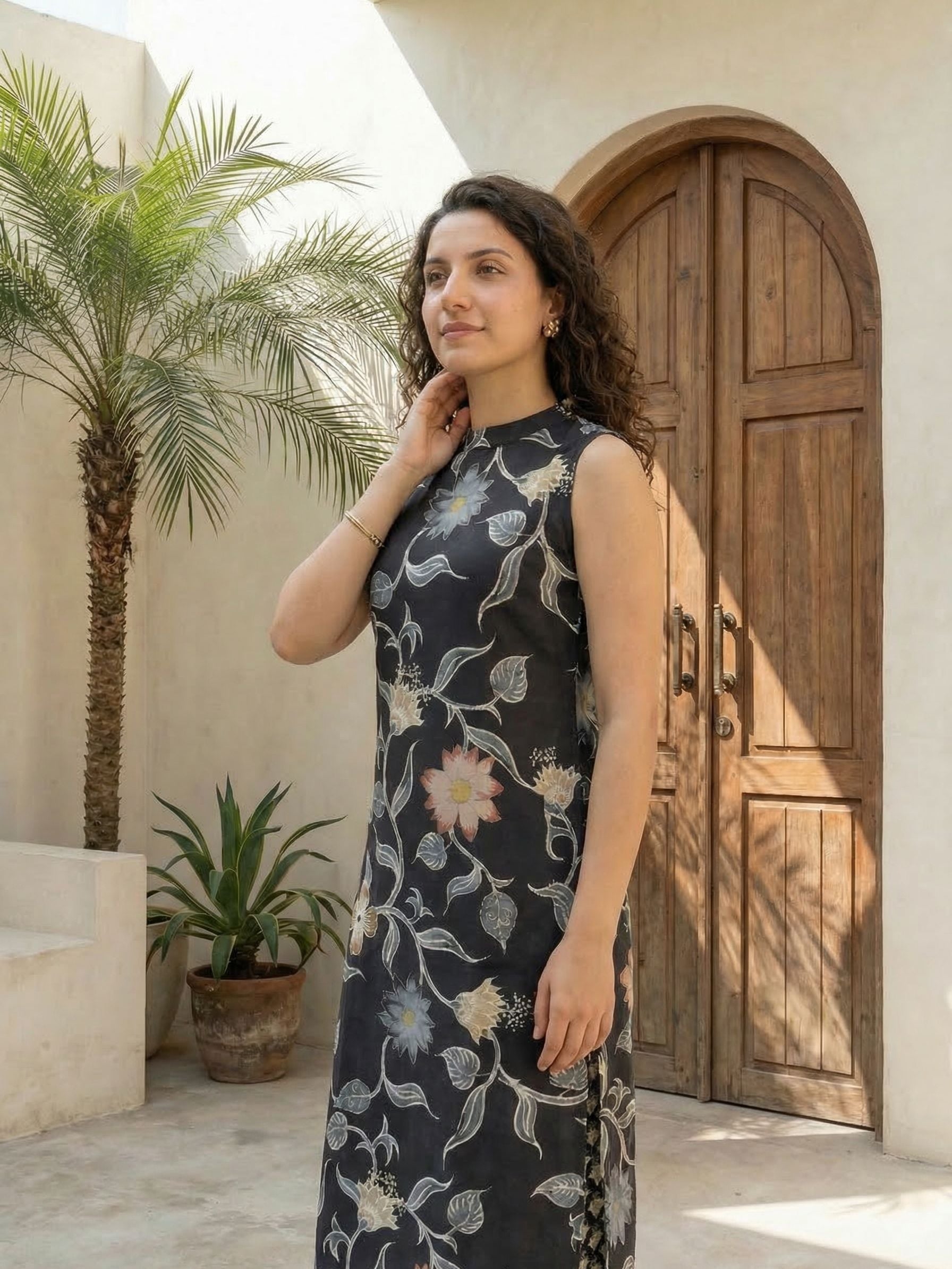 Women red printed cotton kurta co-ord set with trousers