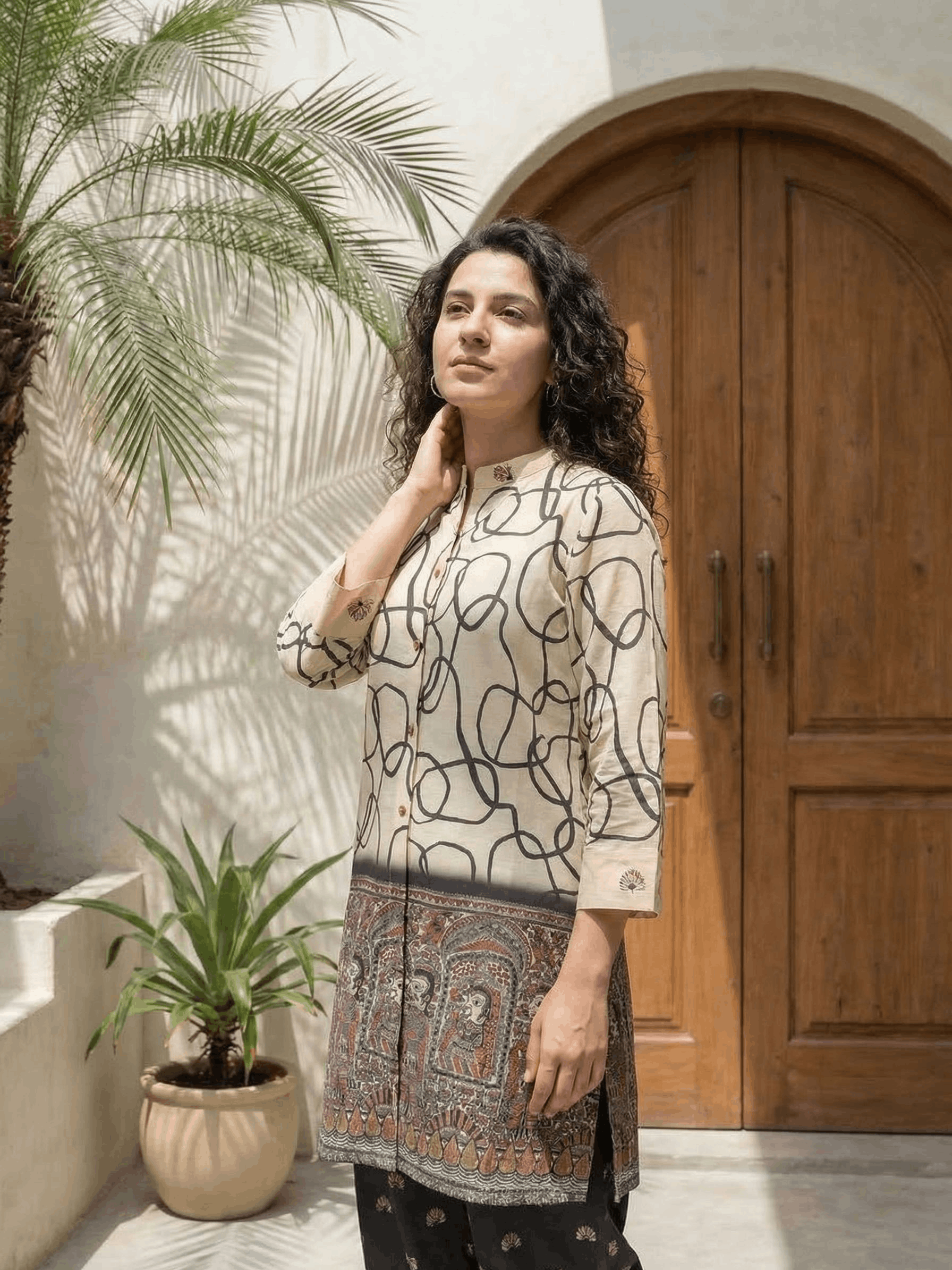 Women pink floral printed soft silk kurta co-ord set with trousers
