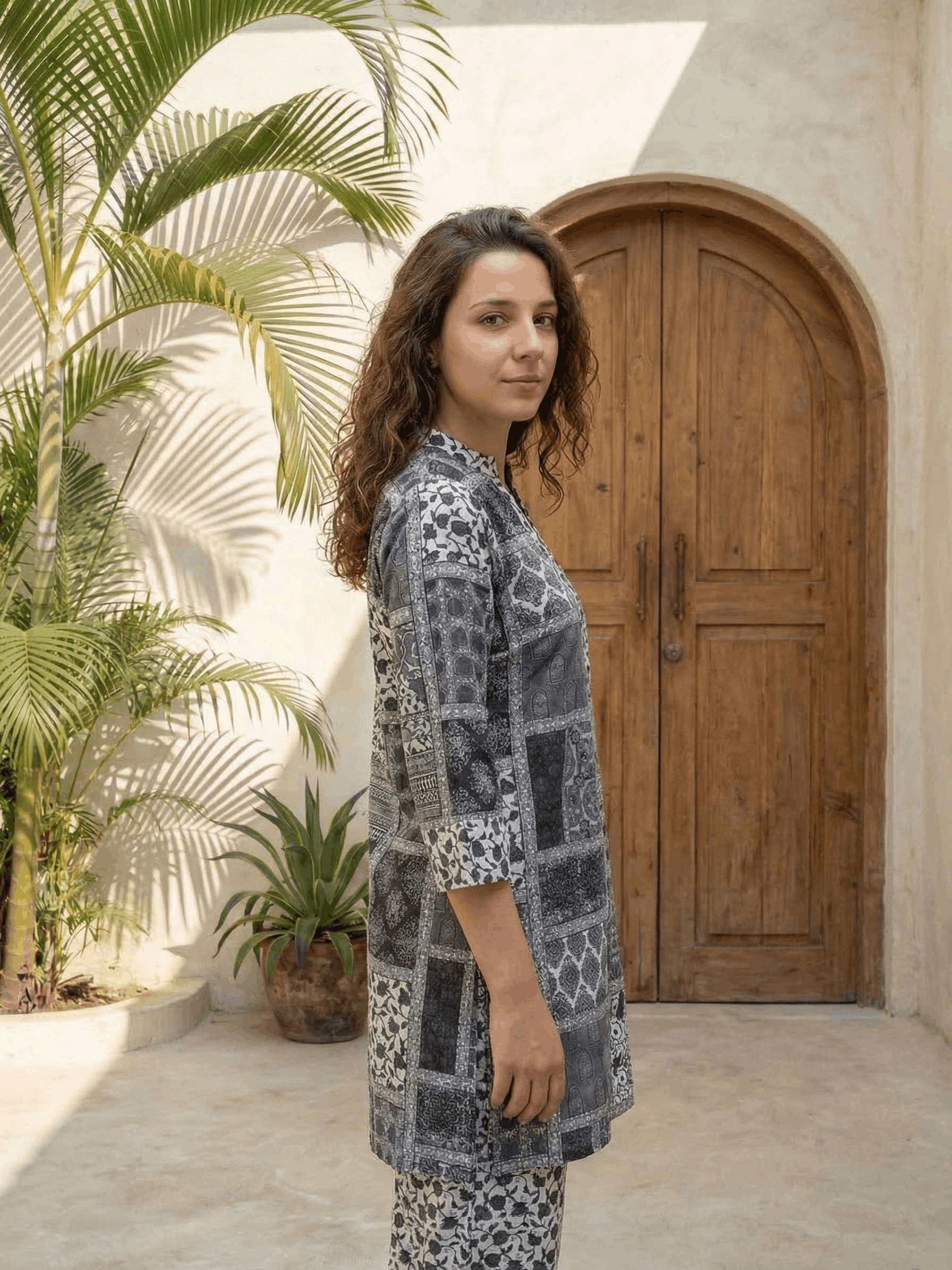 Women pink floral printed soft silk kurta co-ord set with trousers