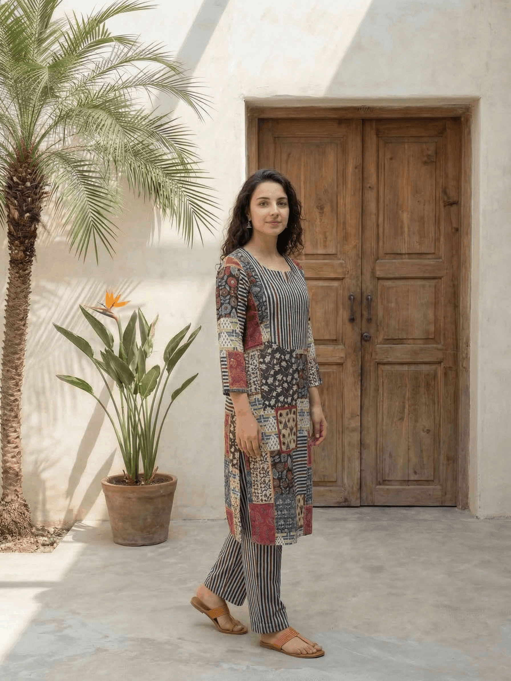 Women pink floral printed soft silk kurta co-ord set with trousers