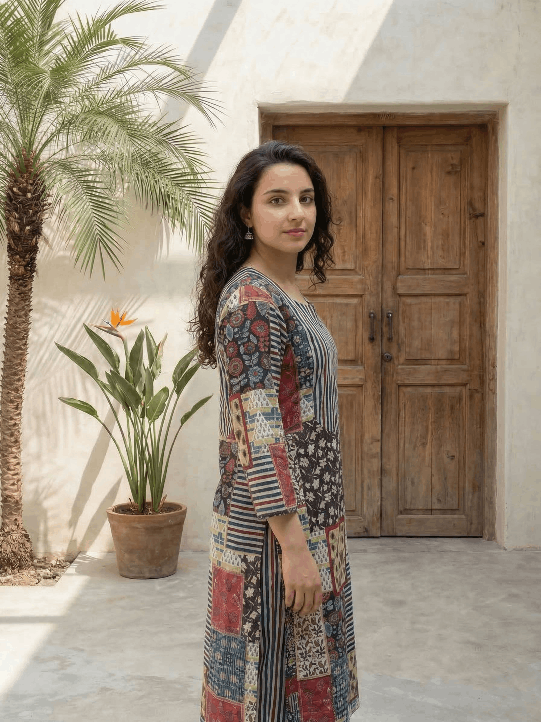Women pink floral printed soft silk kurta co-ord set with trousers