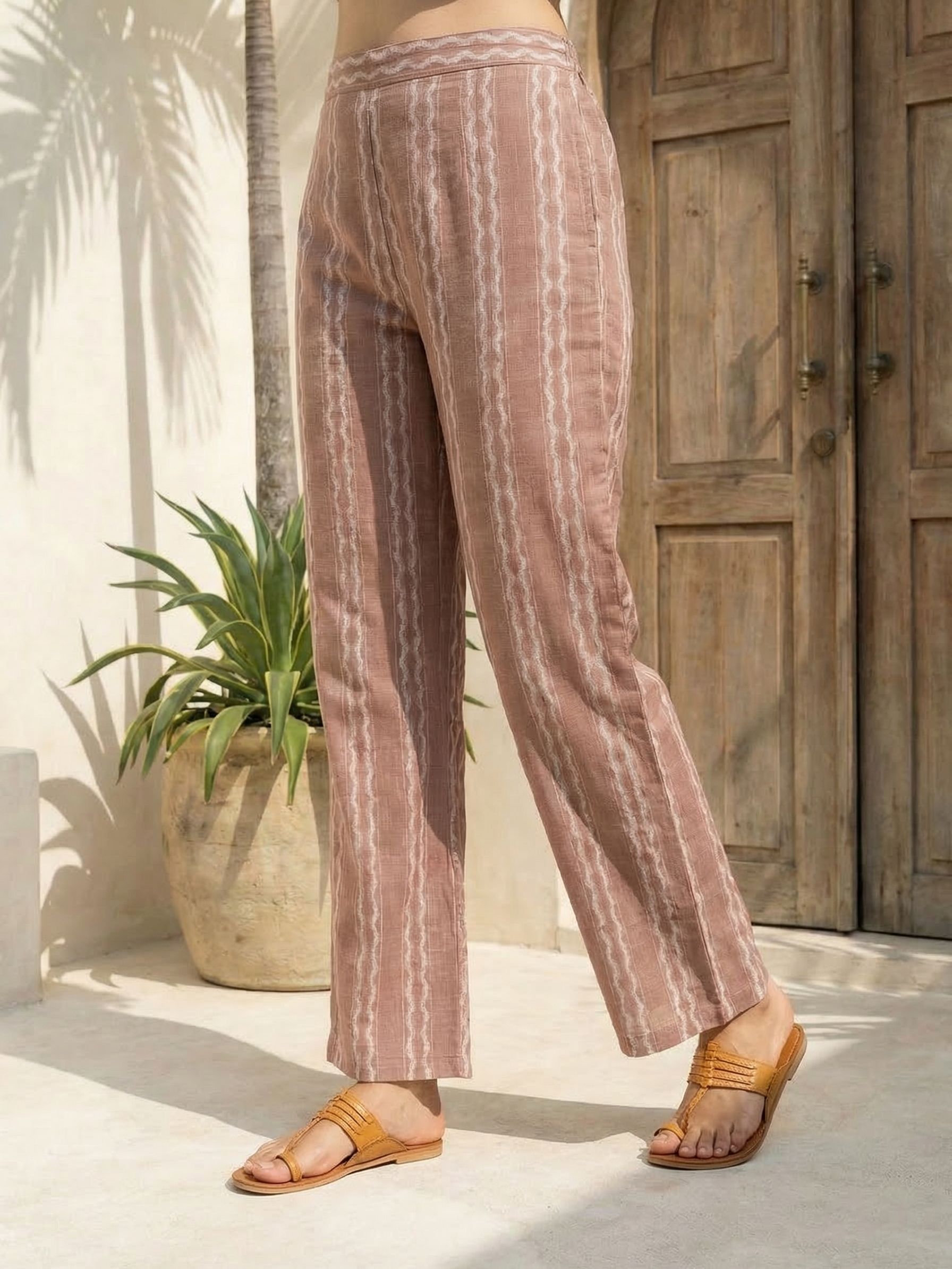 Women printed soft silk tunic with trousers
