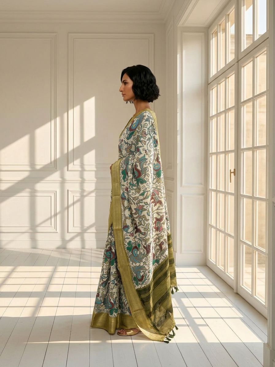 Fish White Saree