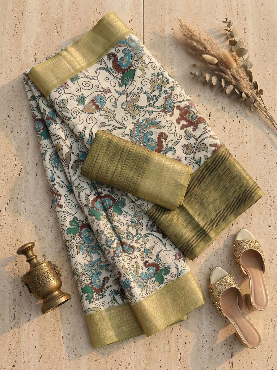 Fish White Saree