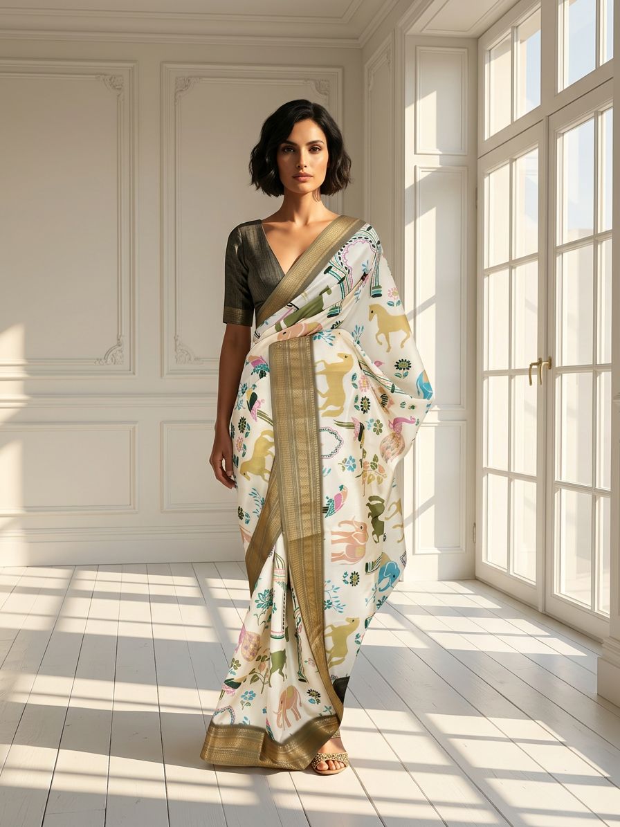 Pearl White Saree