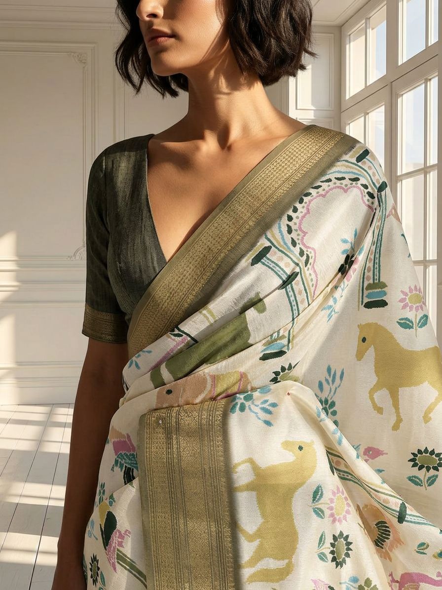 Pearl White Saree