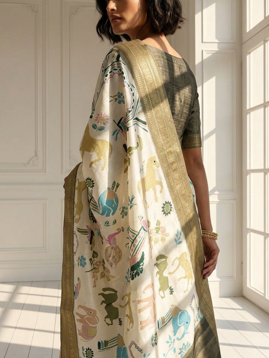 Pearl White Saree