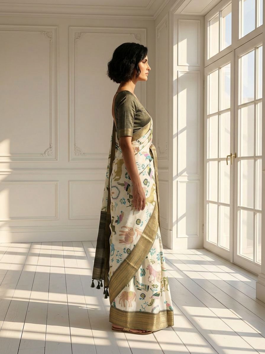 Pearl White Saree