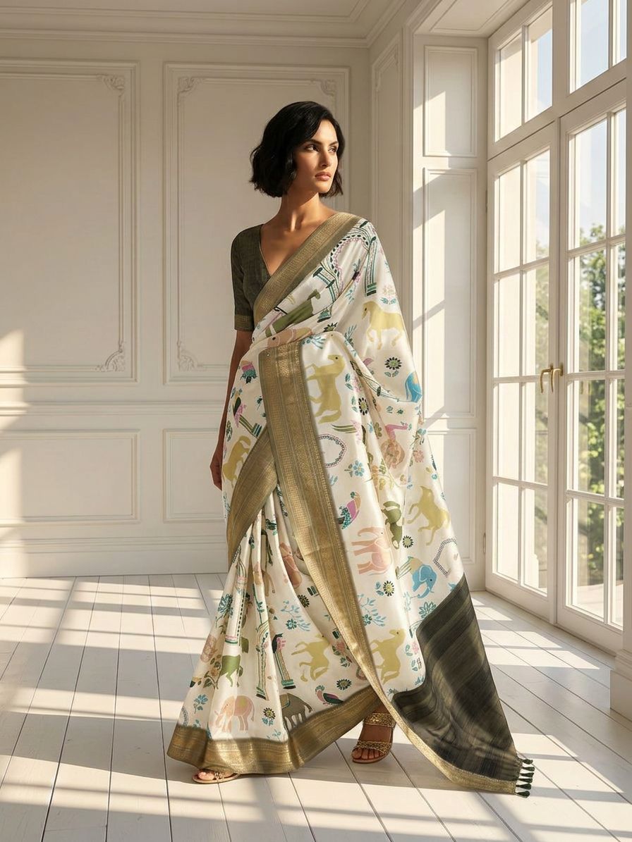 Pearl White Saree