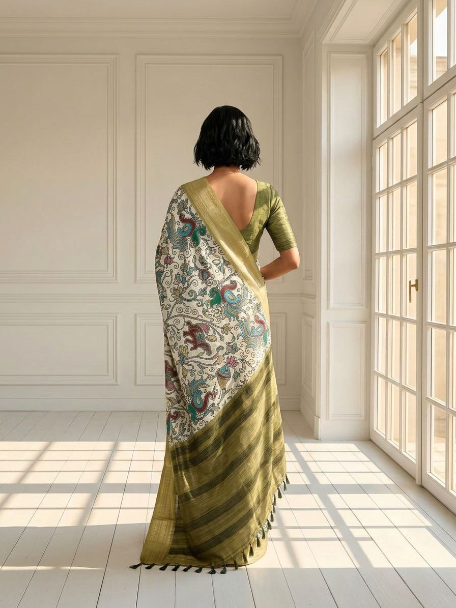 Fish White Saree