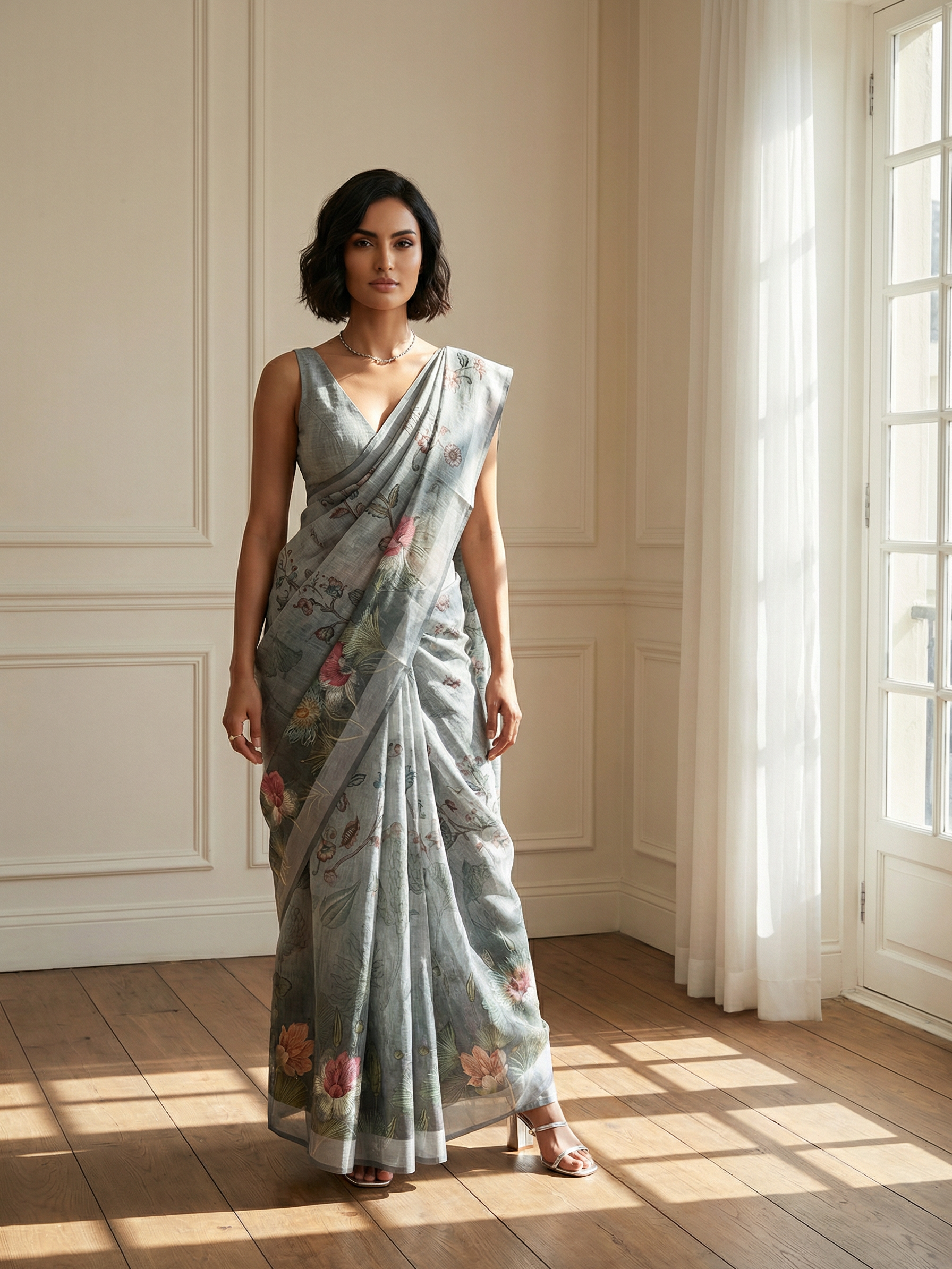 Sana Sky Floral Saree