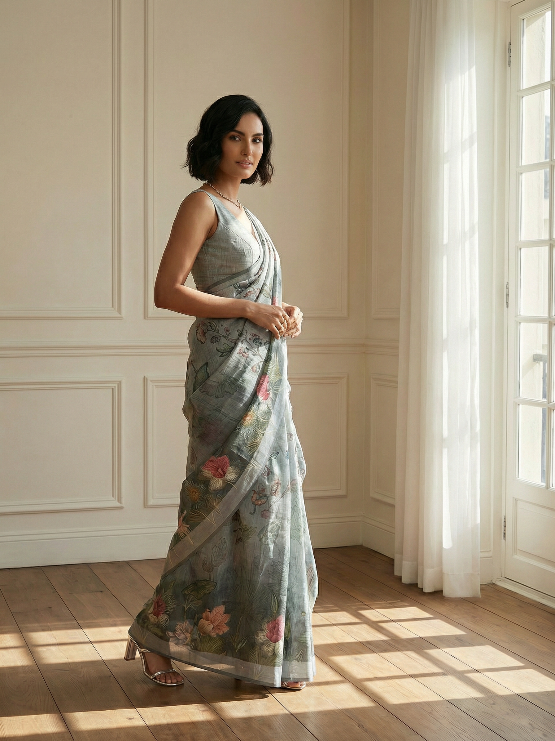 Sana Sky Floral Saree