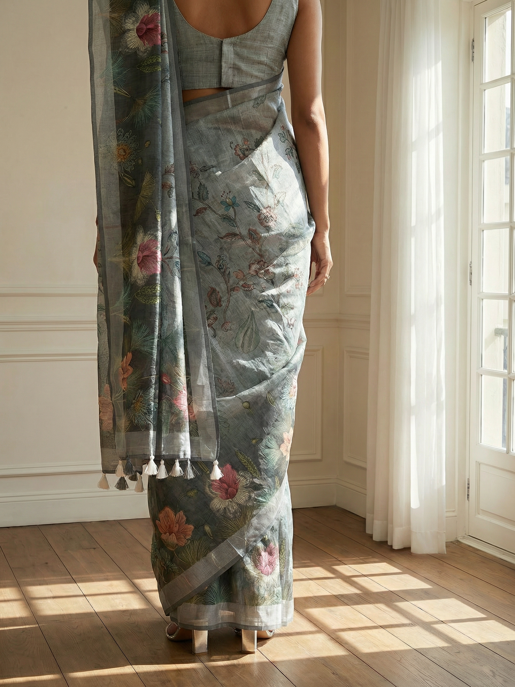 Sana Sky Floral Saree