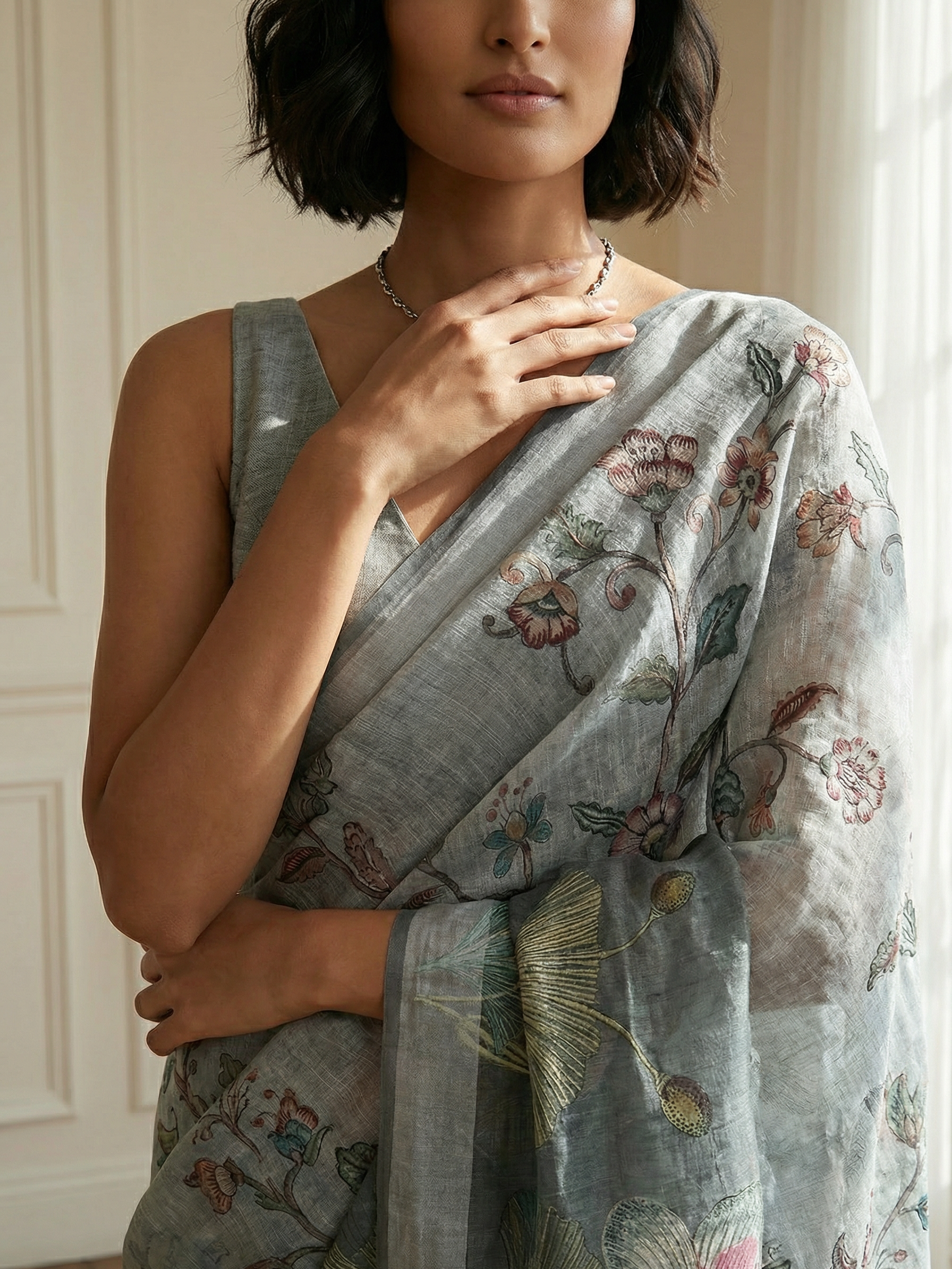 Sana Sky Floral Saree