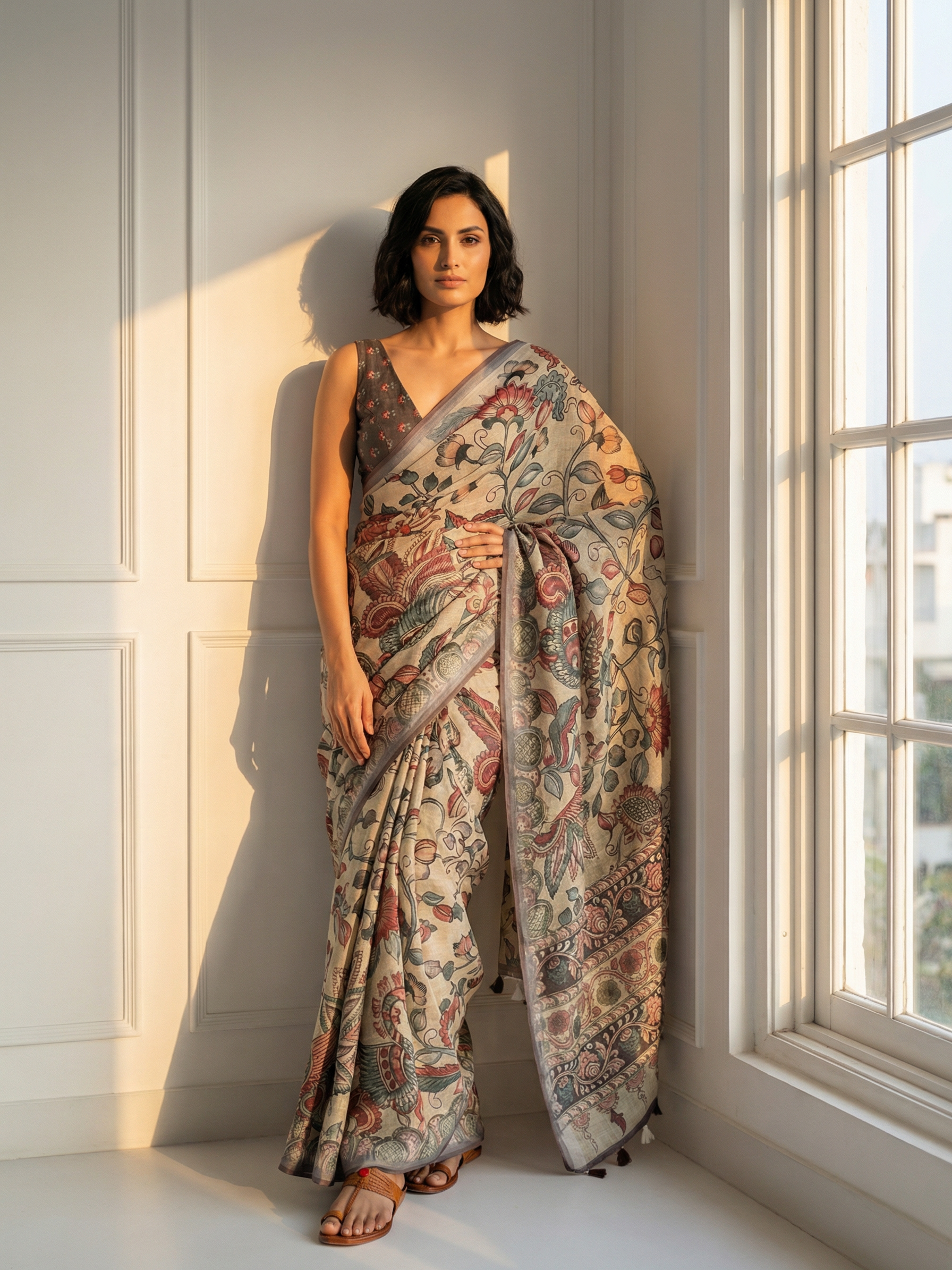 Kalamkari Floral Saree