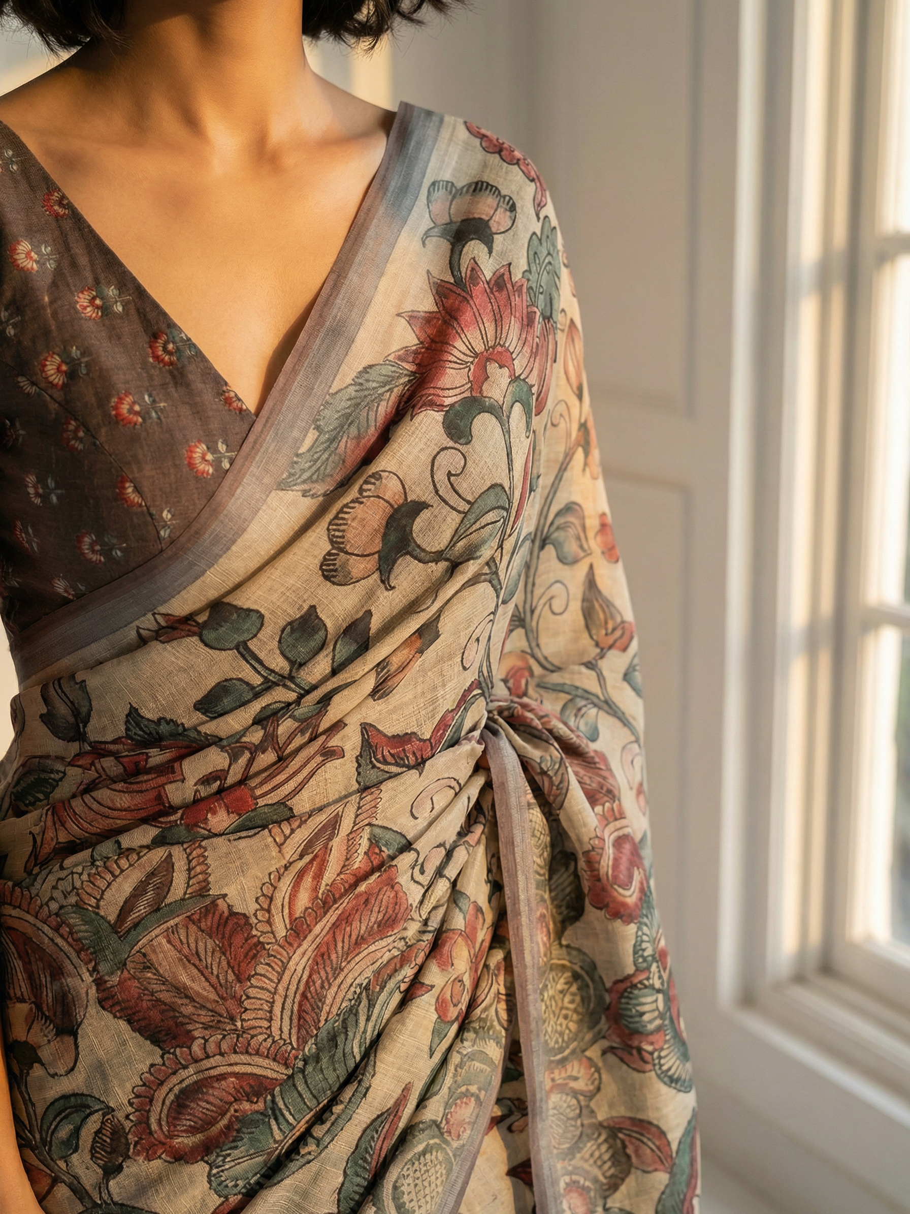 Kalamkari Floral Saree