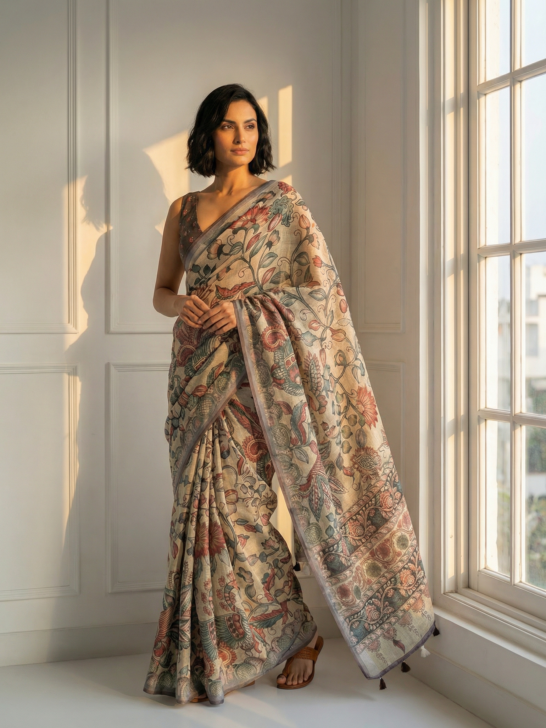 Kalamkari Floral Saree