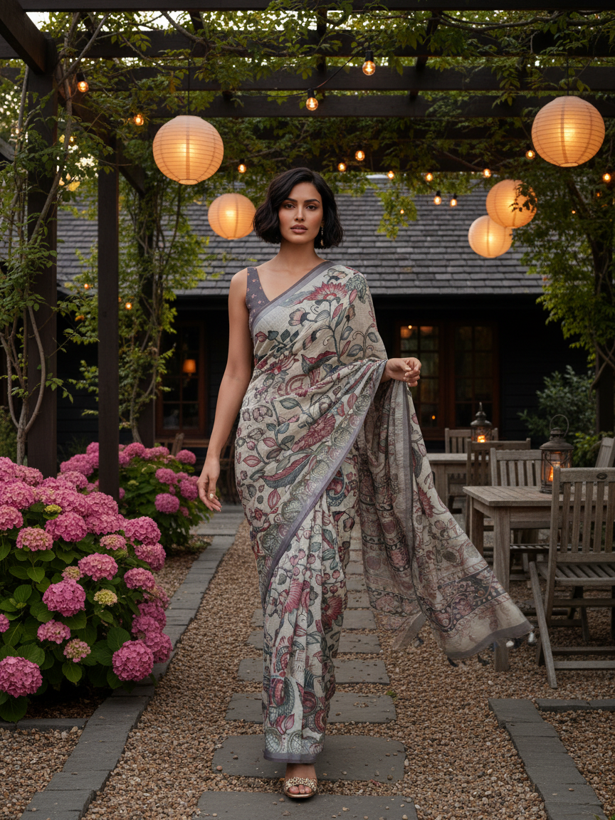 Kalamkari Floral Saree