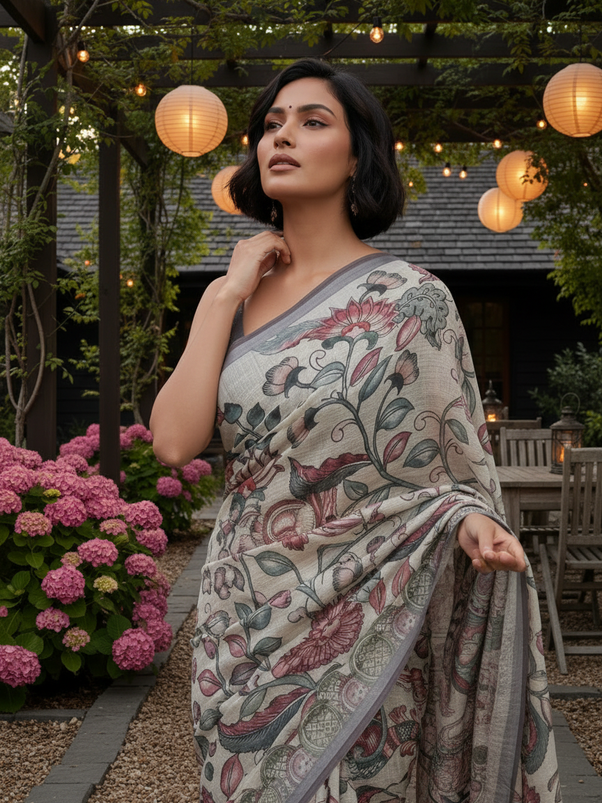 Kalamkari Floral Saree