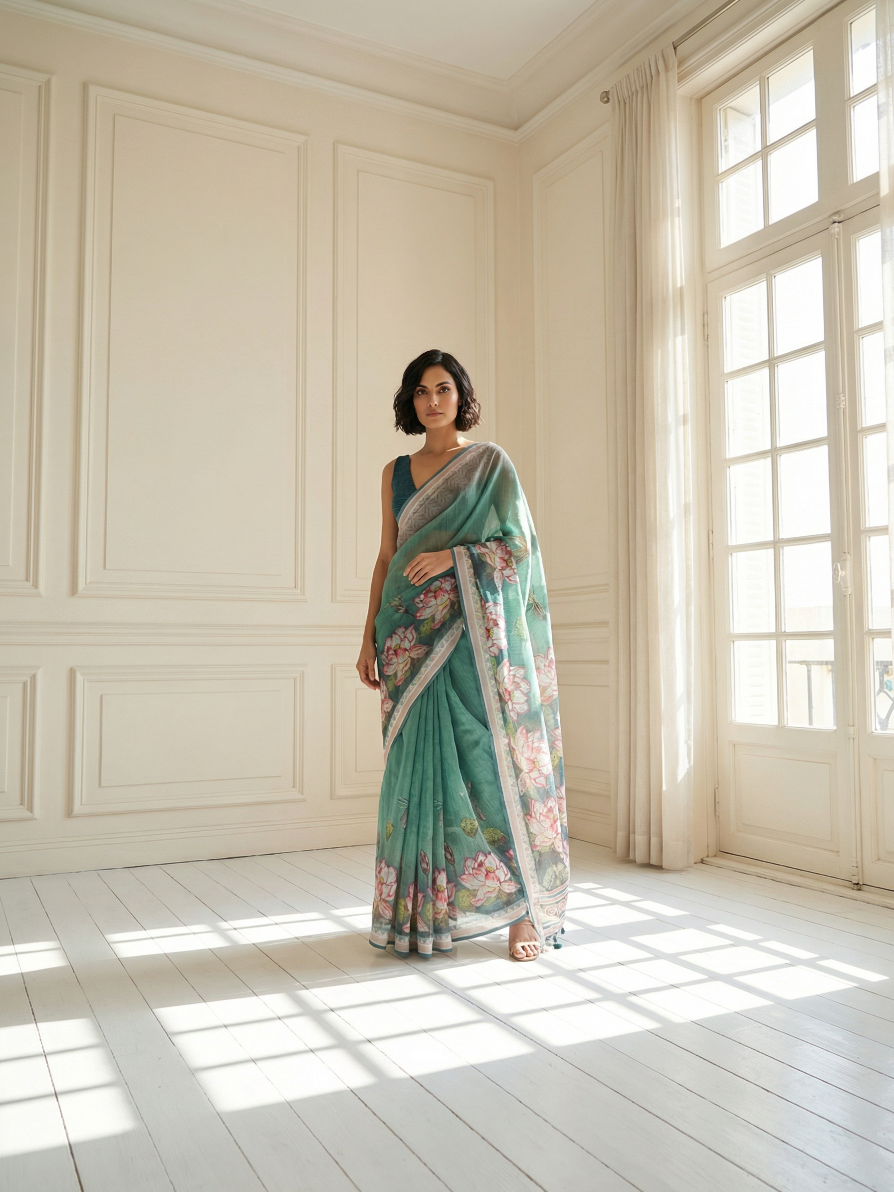 Lotus Green Saree