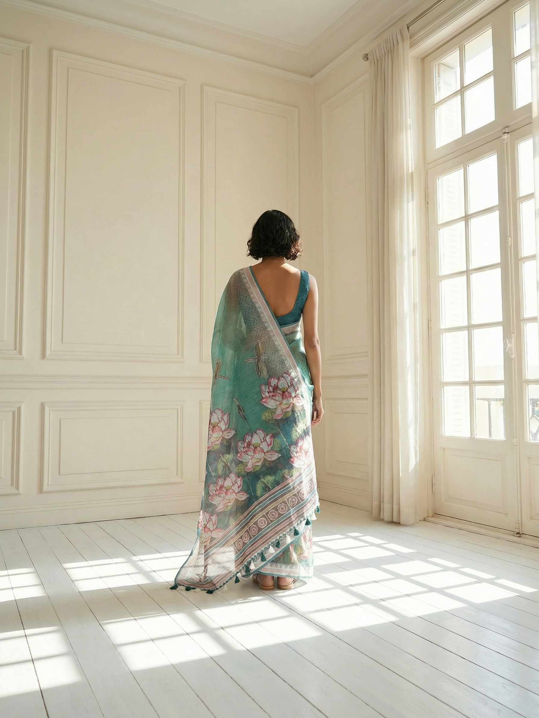 Lotus Green Saree