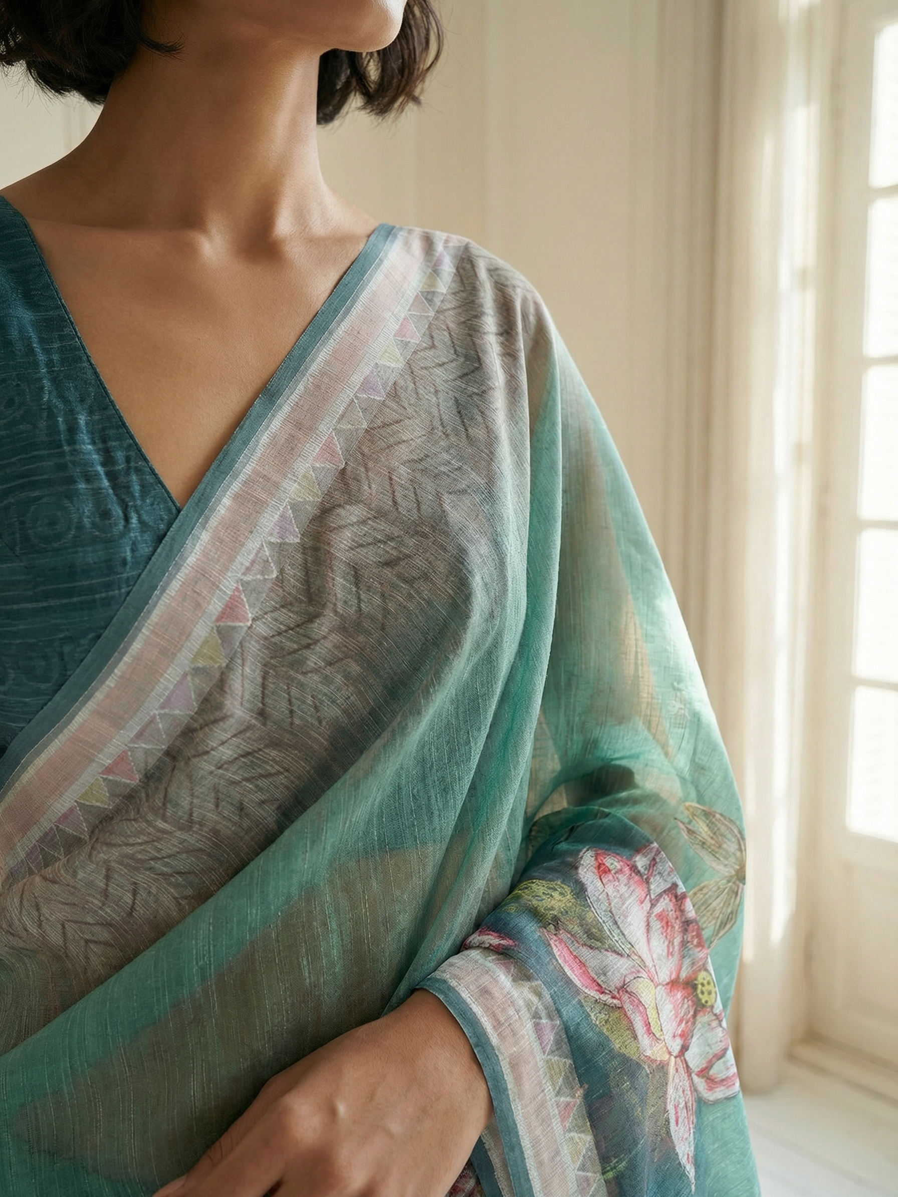 Lotus Green Saree