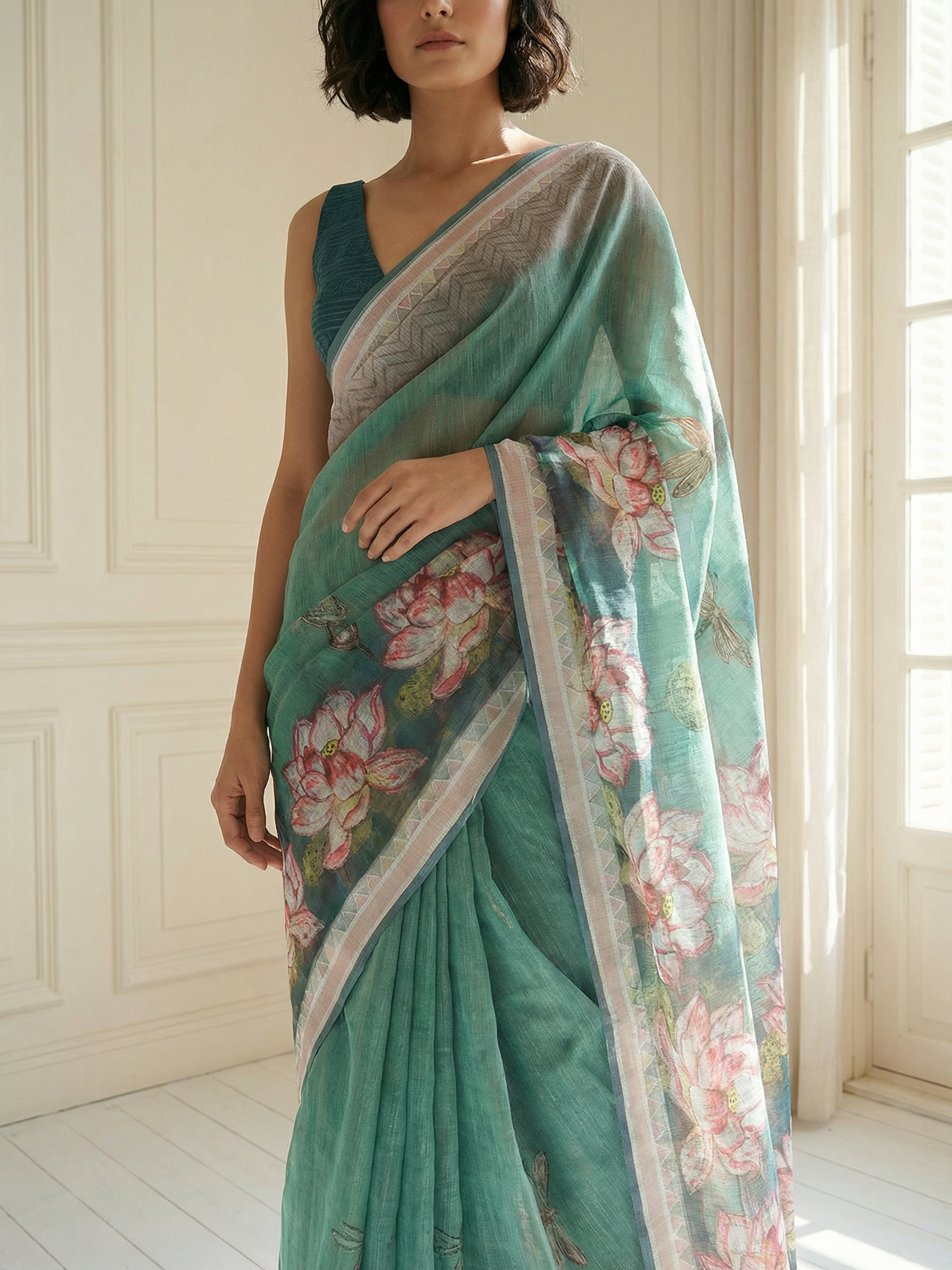 Lotus Green Saree