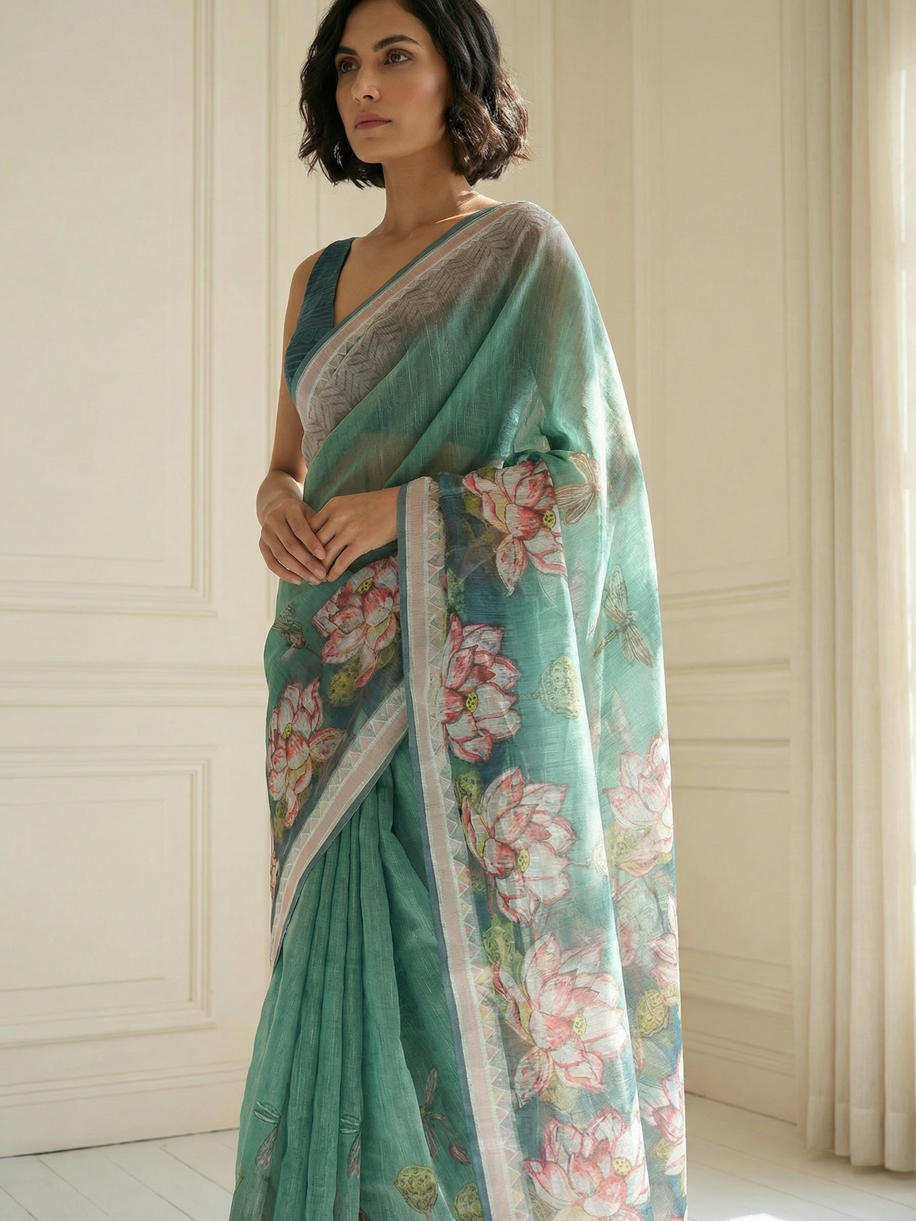 Lotus Green Saree