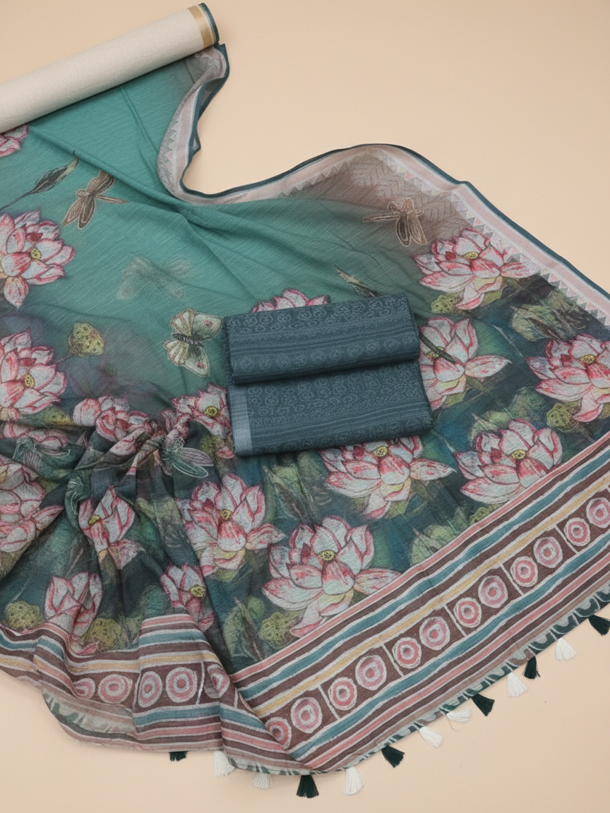 Lotus Green Saree