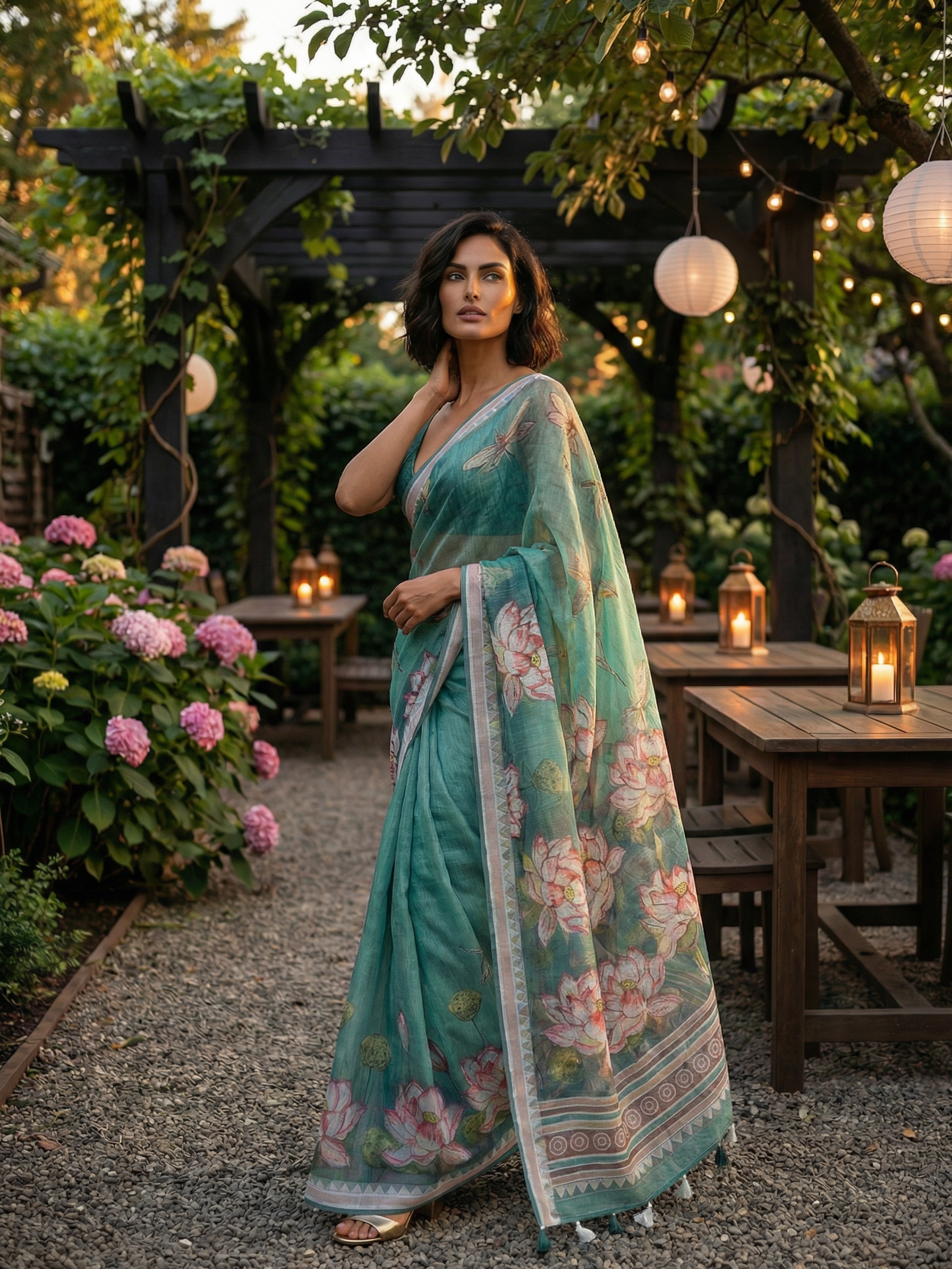 Lotus Green Saree