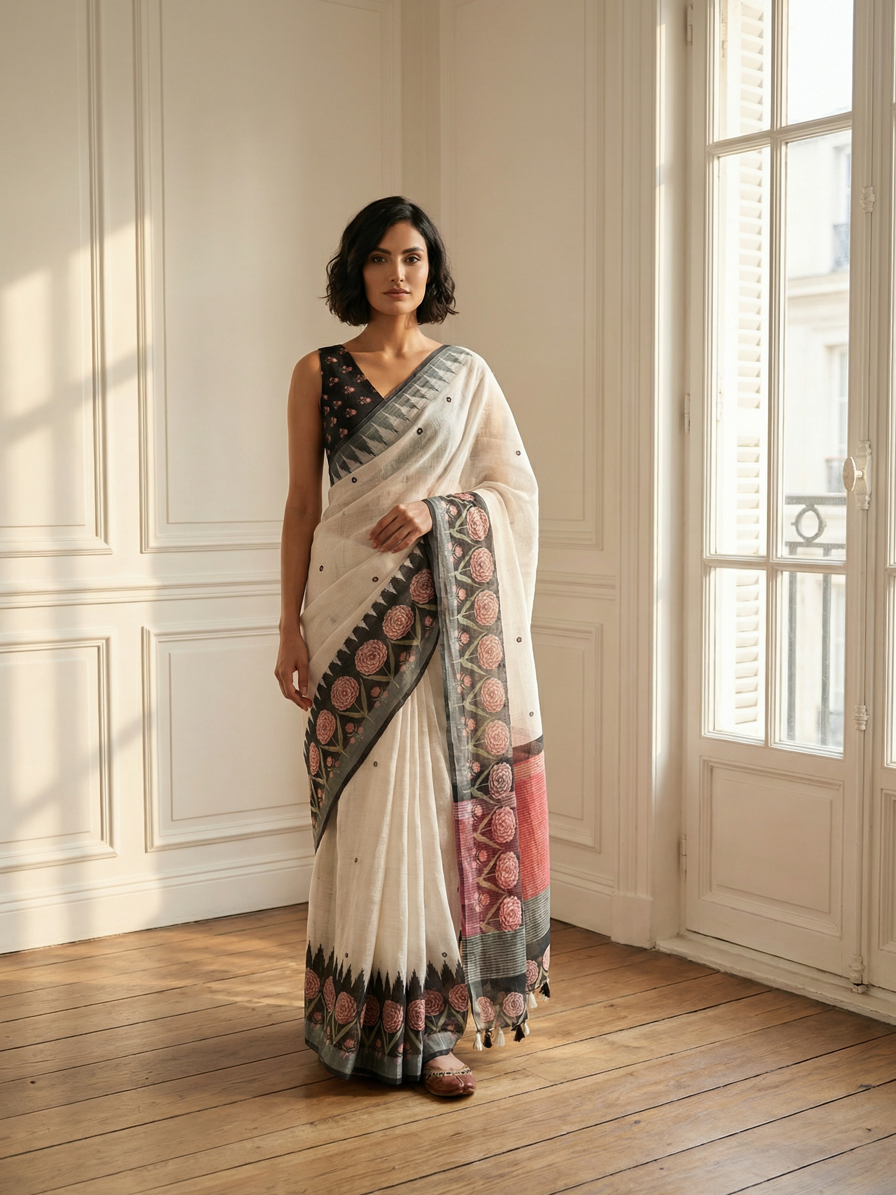 Madhuri White Saree