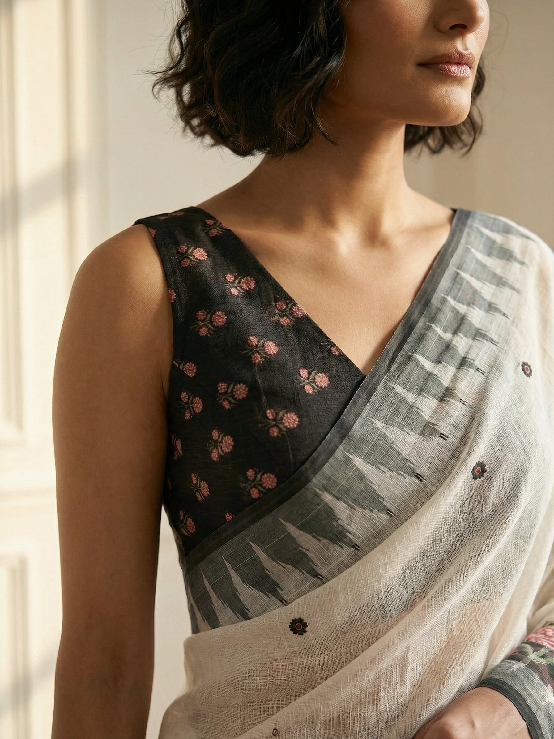 Madhuri White Saree