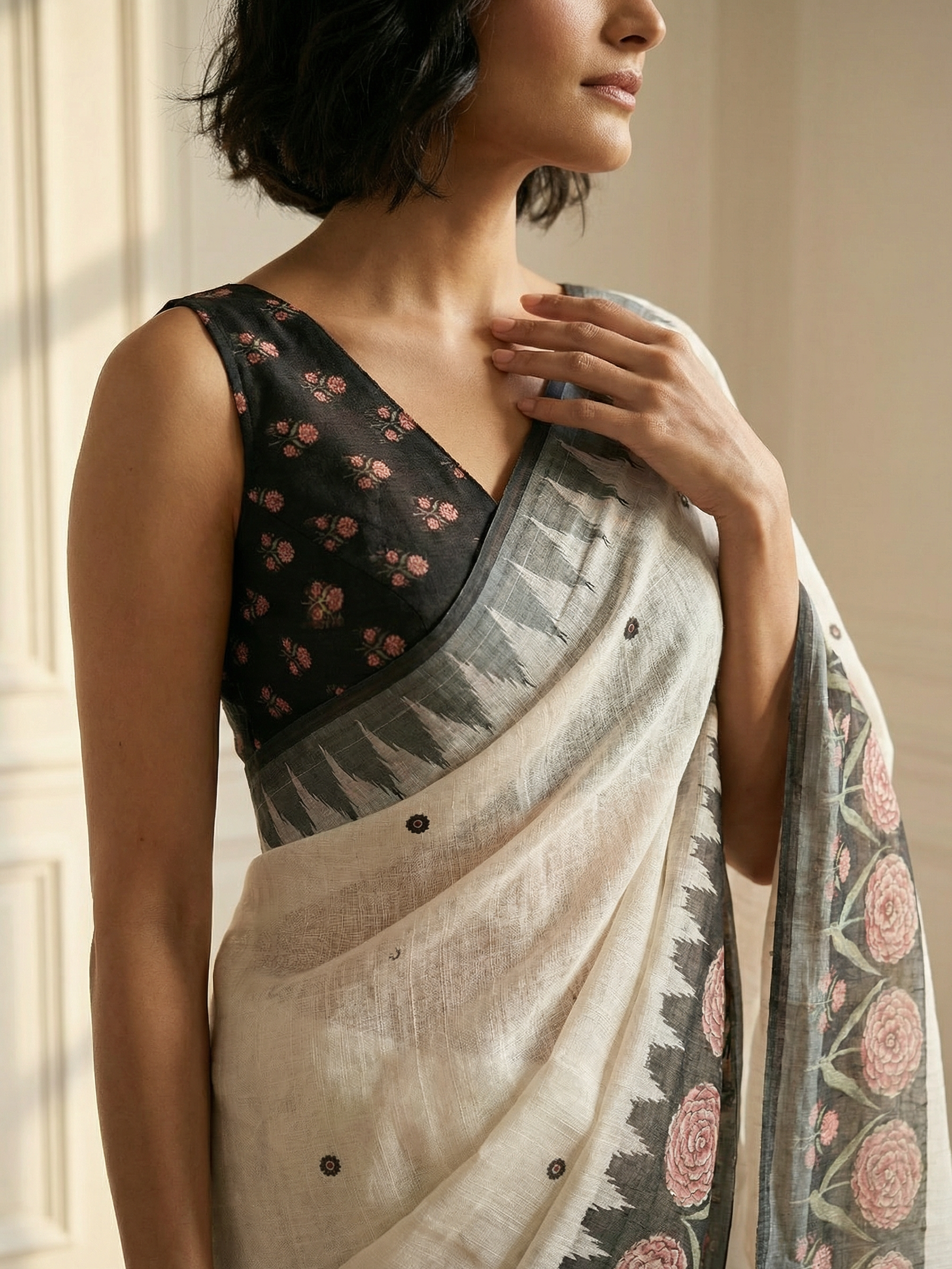 Madhuri White Saree