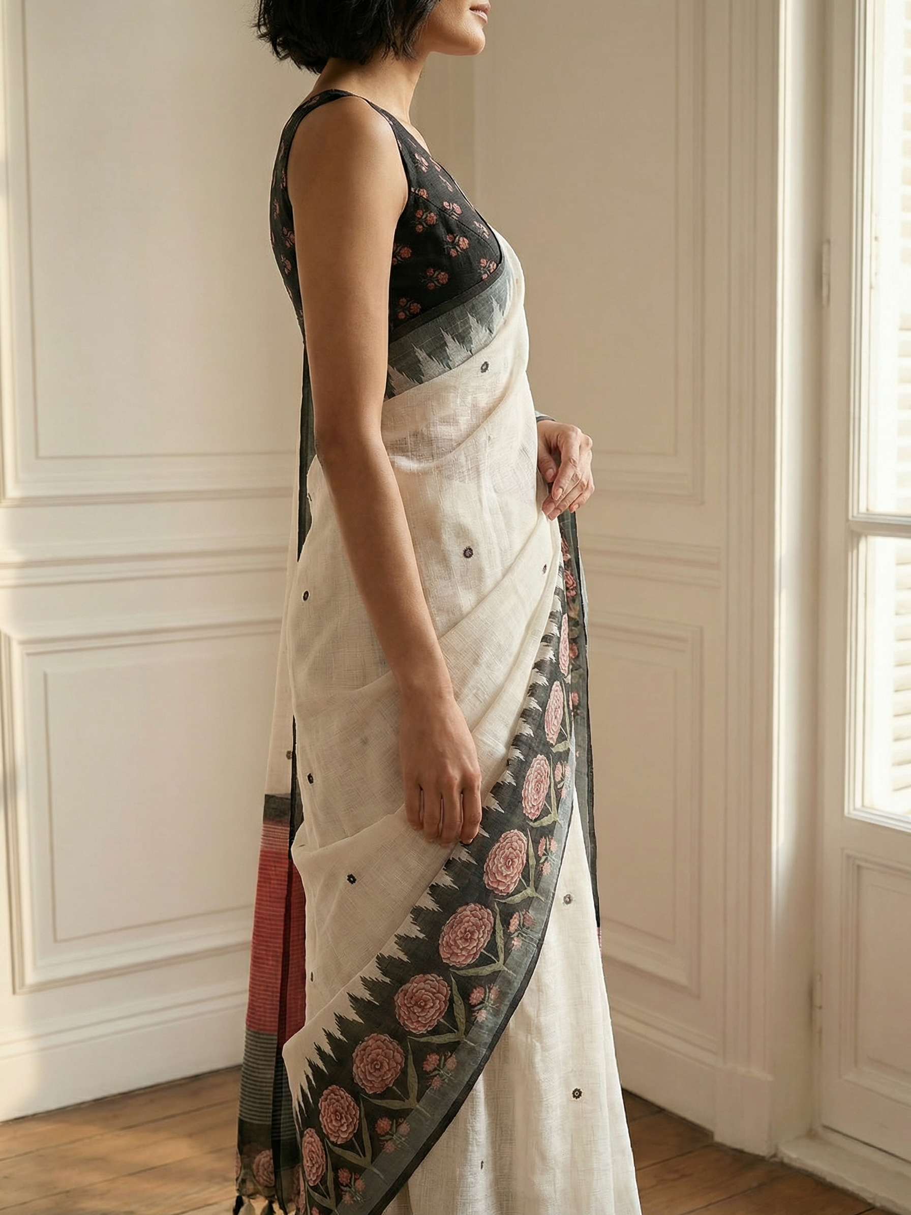 Madhuri White Saree