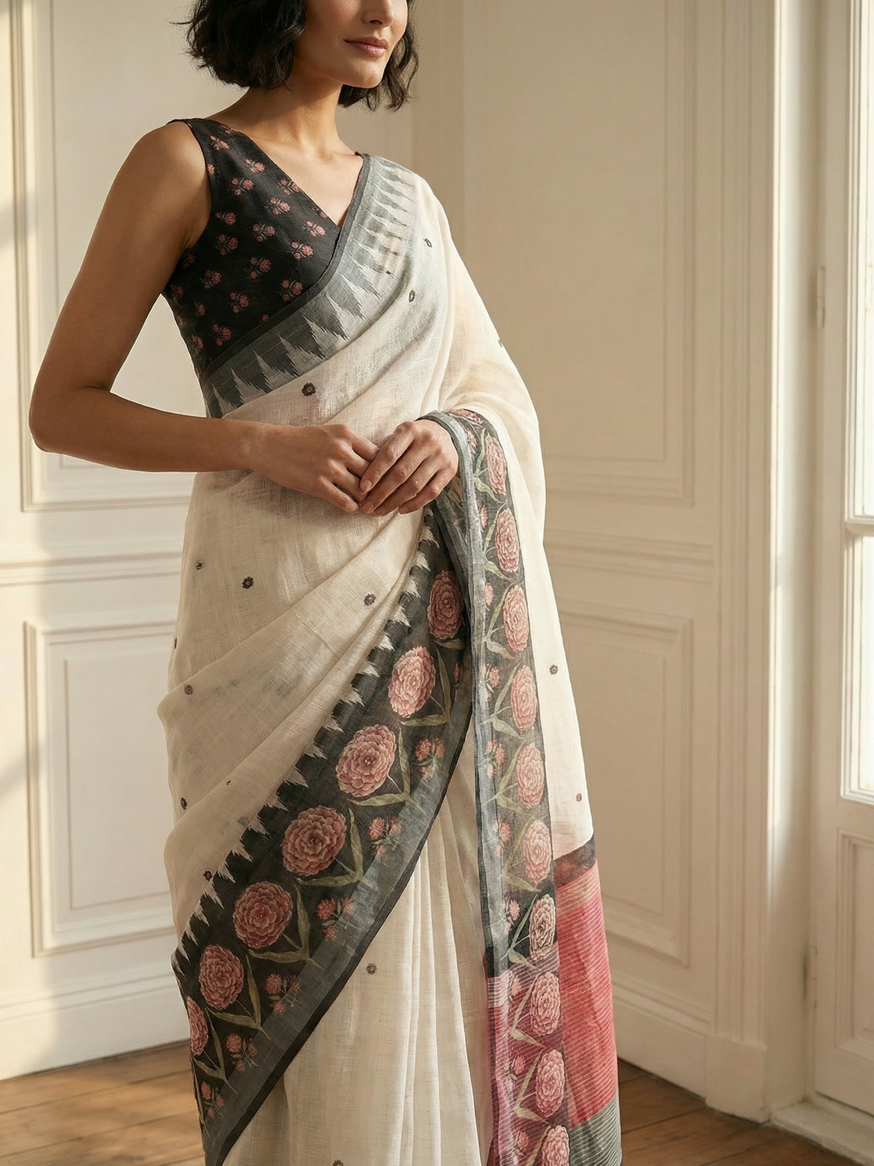 Madhuri White Saree